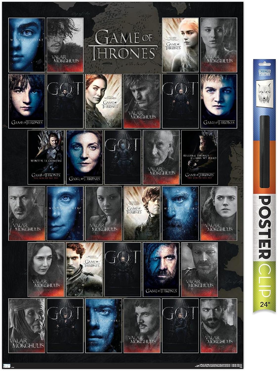 Game of Thrones - Grid Wall Poster, 34L x 22.4W, Black Framed Version