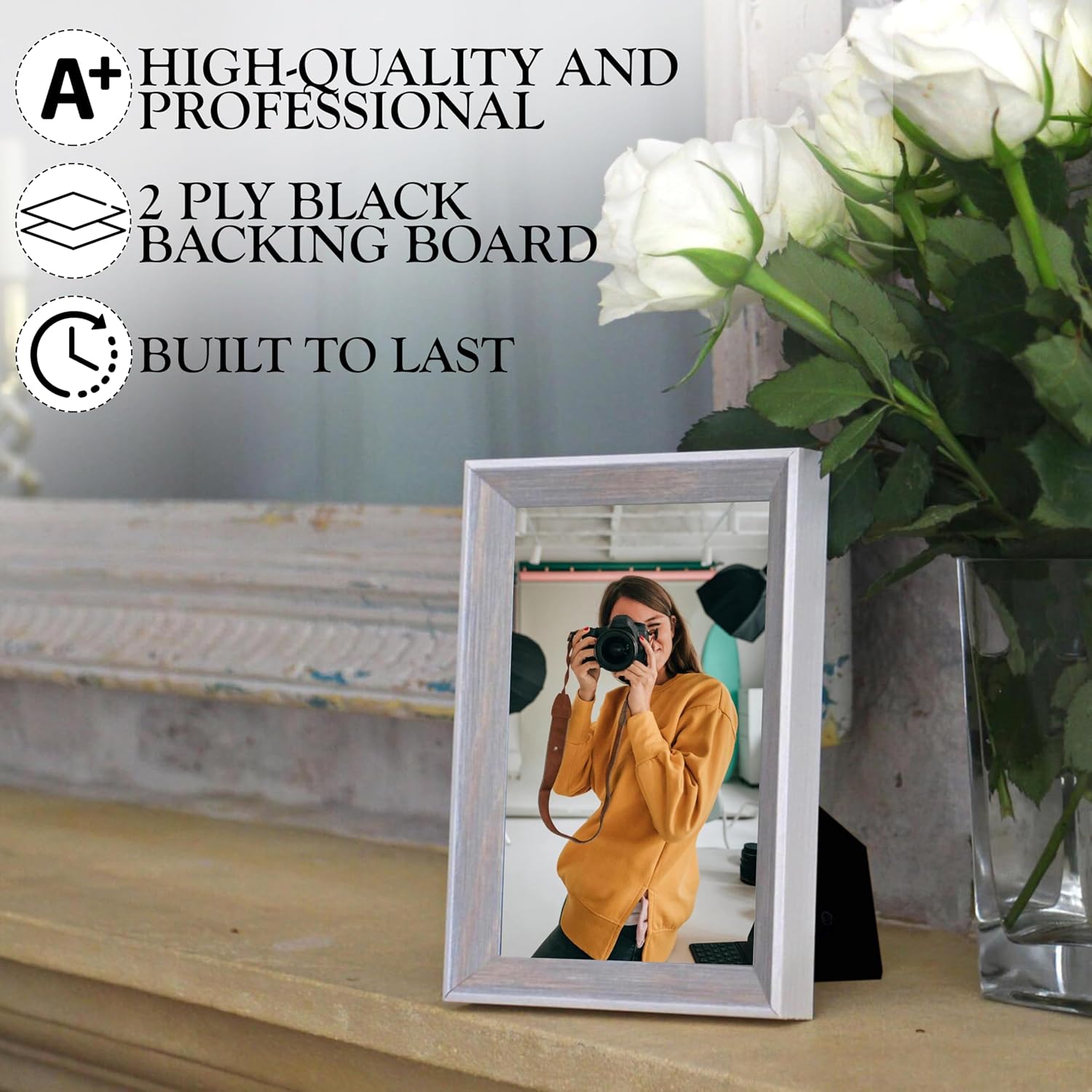 10 Pcs 9 x 11-inch Black Easel Back for Picture Frame with Directional Leg Silk Hinge Frame Back Easel for Tabletop and Wall mounting