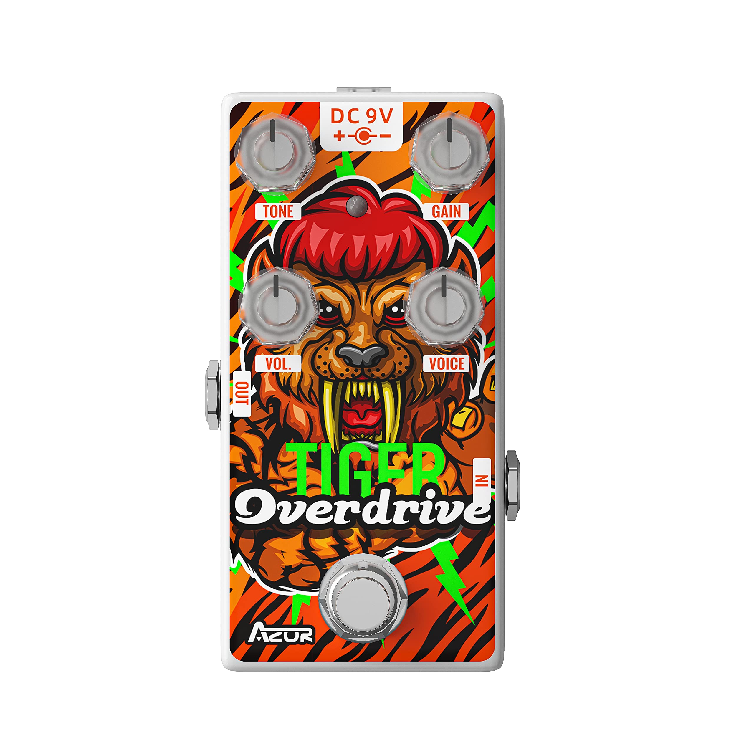 AZOR Overdrive Guitar Pedal, Analog Vintage Tiger Drive Effect Pedal for Electric Guitar Pedalboard True Bypass
