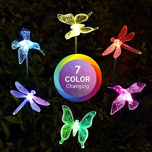 Miniatura 2 de SOLPEX Luces solares de jardín, paquete de 6 luces solares de mariposa para decoración al aire libre, estacas de luz solar LED que cambian