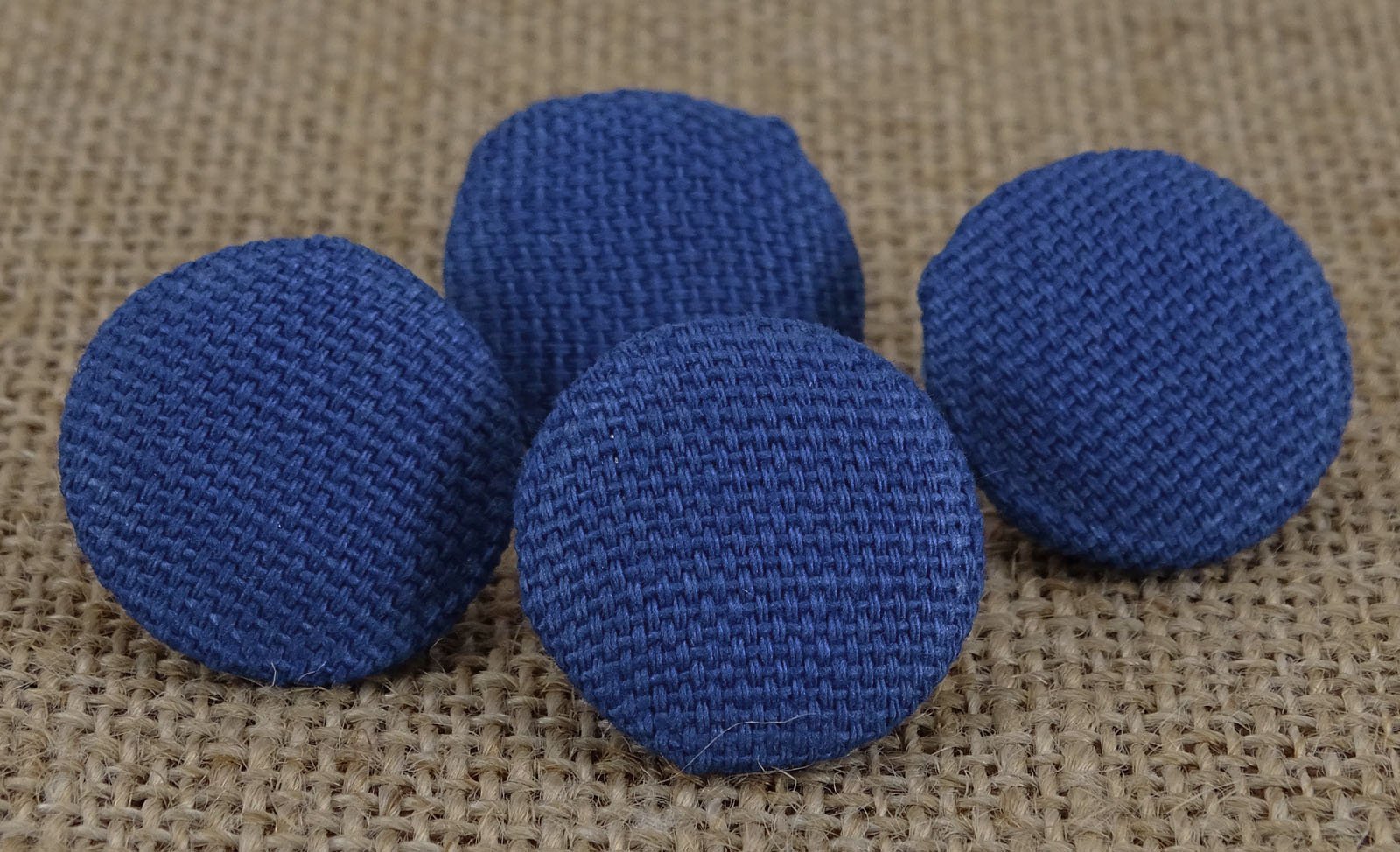 Round Blue Cotton Twill Fabric Covered Decorative Buttons 2 Holes Sewing Scrapbooking Craft - Pack of 50 Pieces