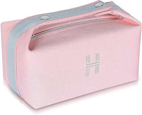 Sluxa Bolsa de maquillaje de moda para mujer, bolsa de viaje de lona naranja y roja, organizador de cosméticos colgante para mujeres (actualización