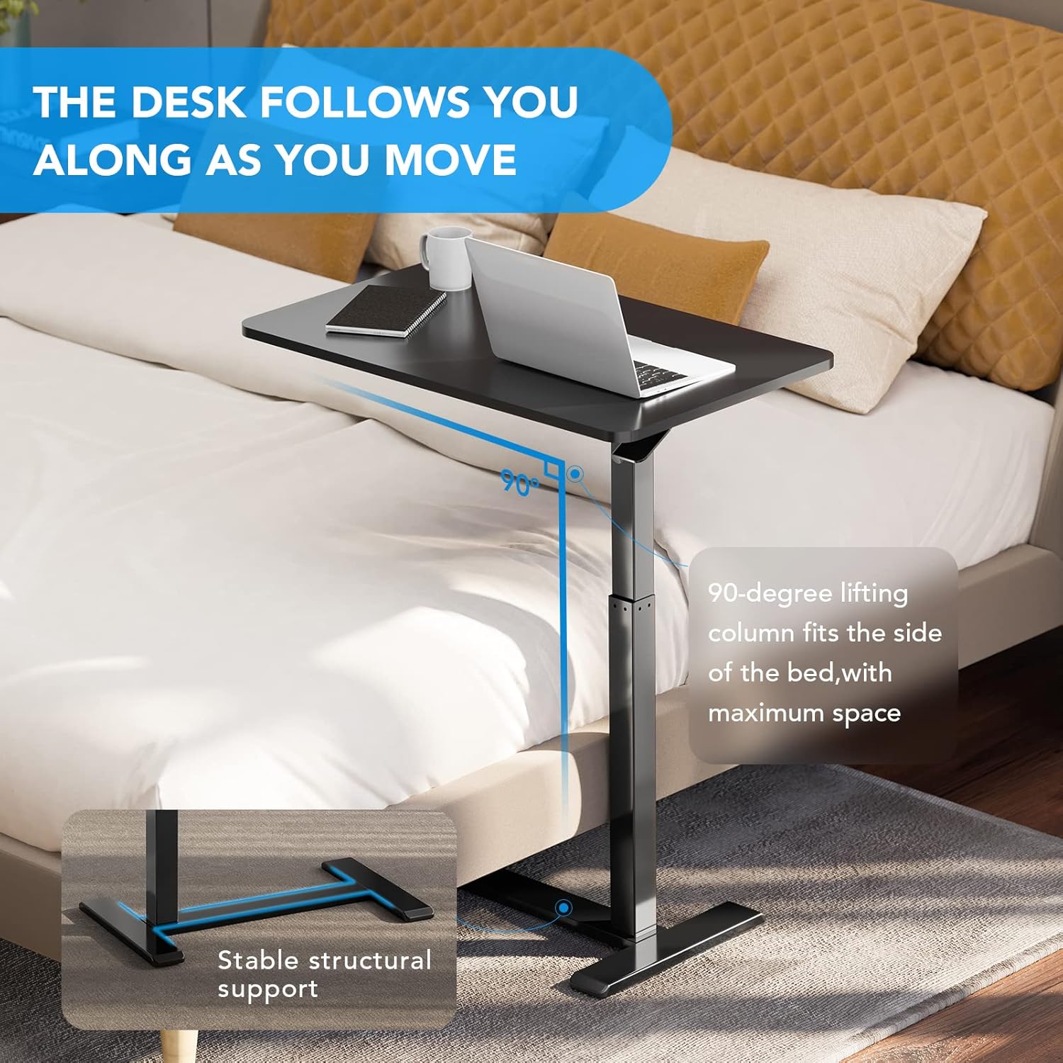 Buy FLEXISPOT Medical Adjustable Overbed Bedside Table with Wheels