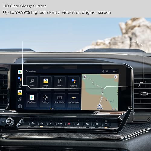 Miniatura 4 de Protector de pantalla de vidrio brillante diseñado para Chevy All New Silverado 2022 2023, pantalla táctil de 13.4 pulgadas, accesorios antihuellas