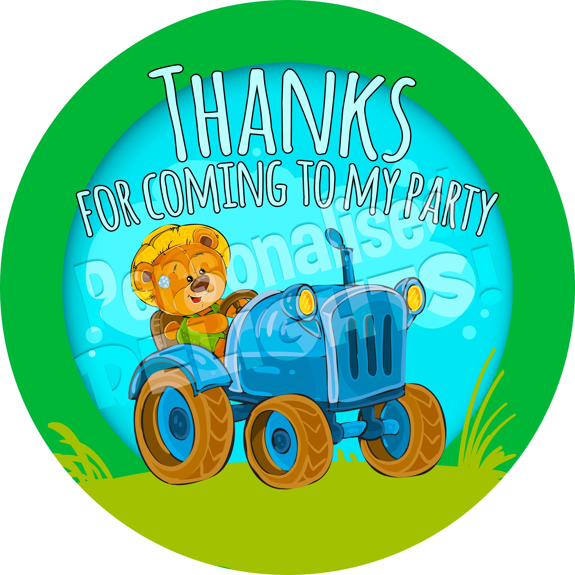 Farmer Tractor Sticker Labels (12 Stickers, 6.5cm Each) NON PERSONALISED Seals Ideal for Party Bags, Sweet Cones, Favours, Jars, Presentations Gift Boxes, Bottles, Crafts