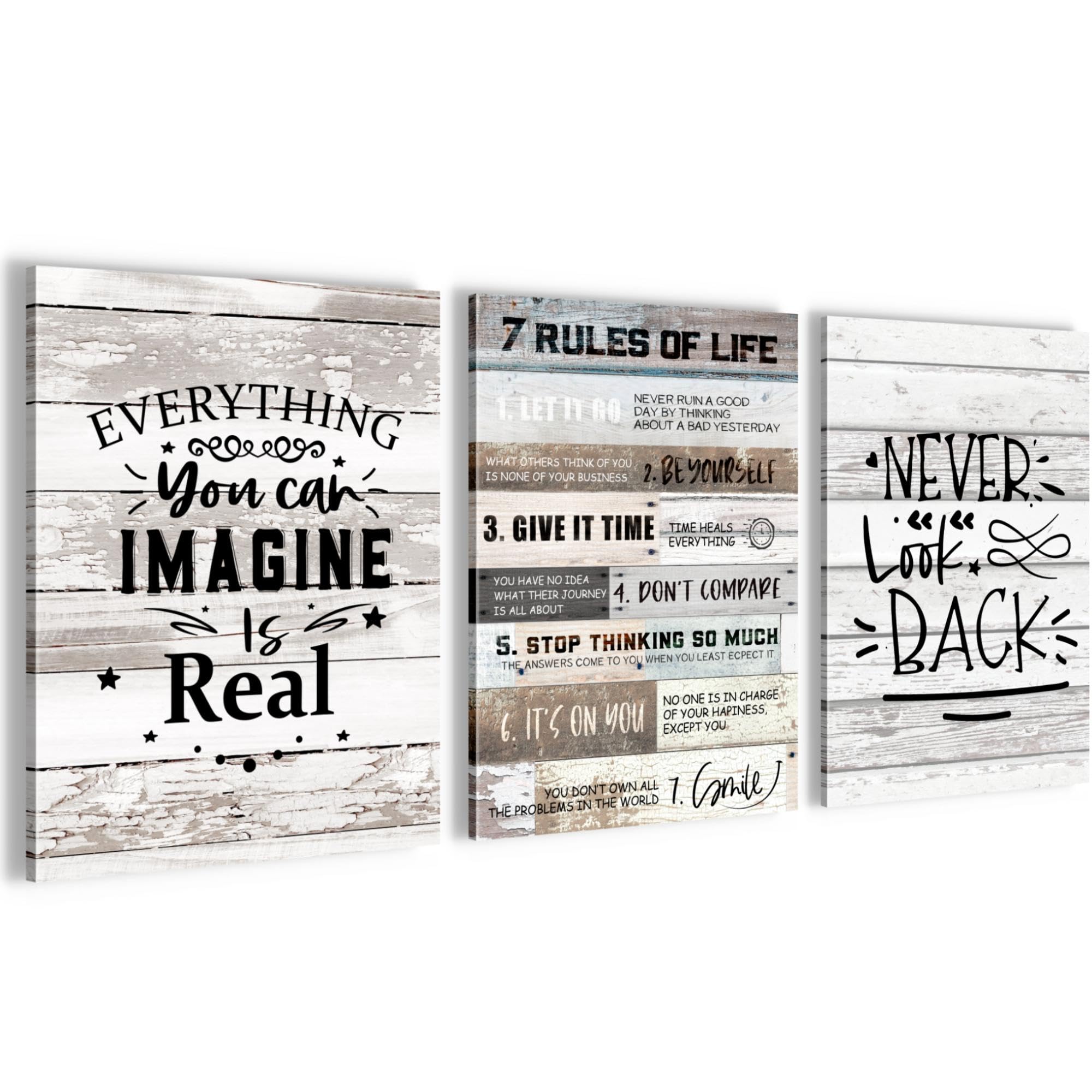 Novart Set de Decoración de Pared con Cuadros Motivación Nunca Mires Atrás Cuadro - LISTO PARA COLGAR - No Necesita Marco - Dormitorio Salón Cocina - N031935a
