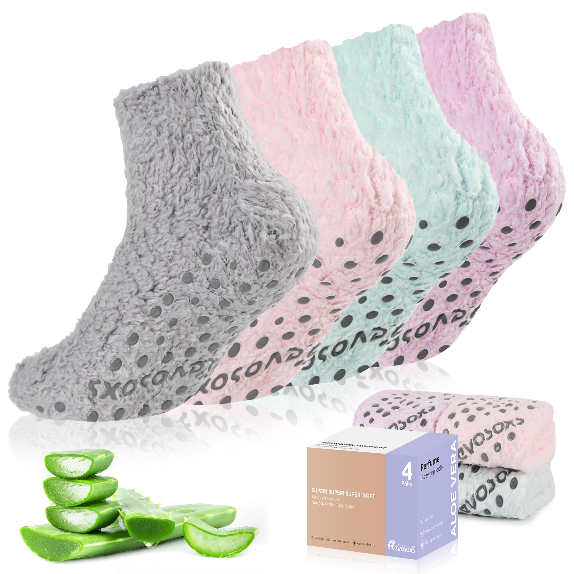 Fuzzy Grip Socks for Women Men,Thick Warm Slipper Cozy Fluffy Non Slip Ankle Hospital socks With Grips.