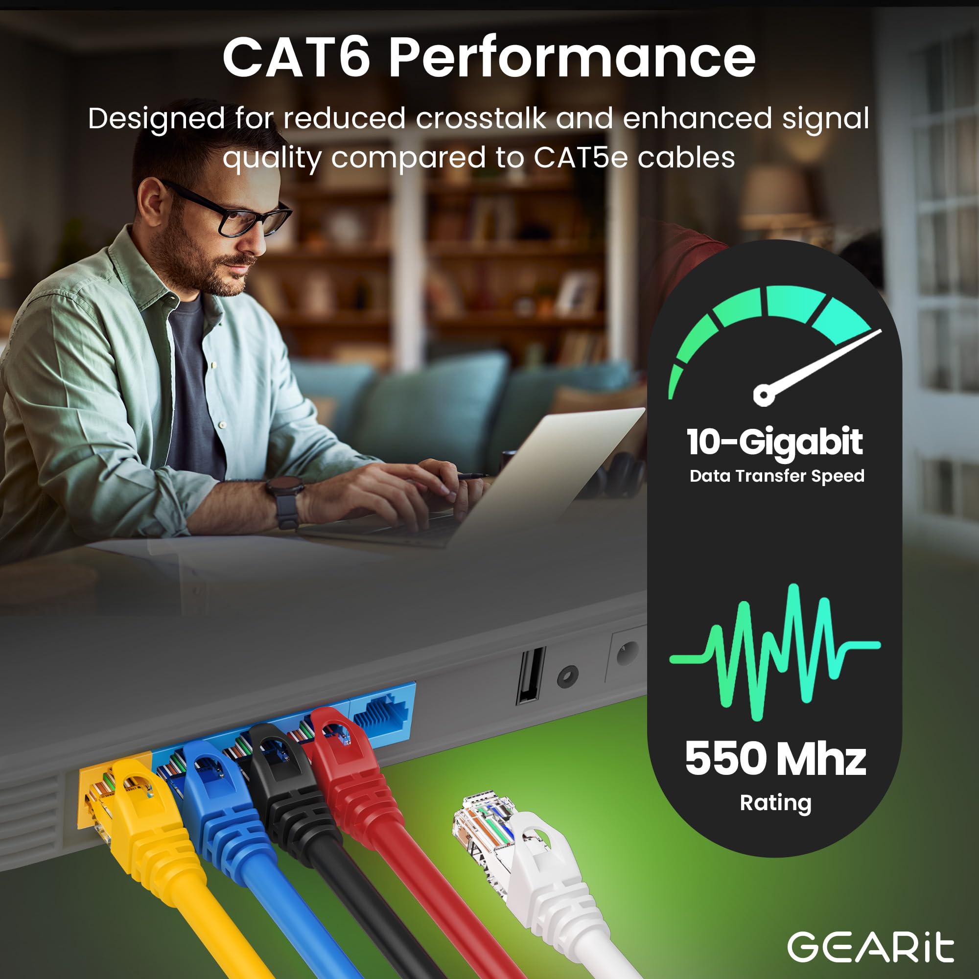 GearIT - Confezione da 10 Cavi Patch Cat6, Cavo Ethernet antigroviglio Flessibile, Serie Preimum, Colore: Bianco Infradito Colorati Estivi, con finte Perline 0.5 Feet (100-Pack)