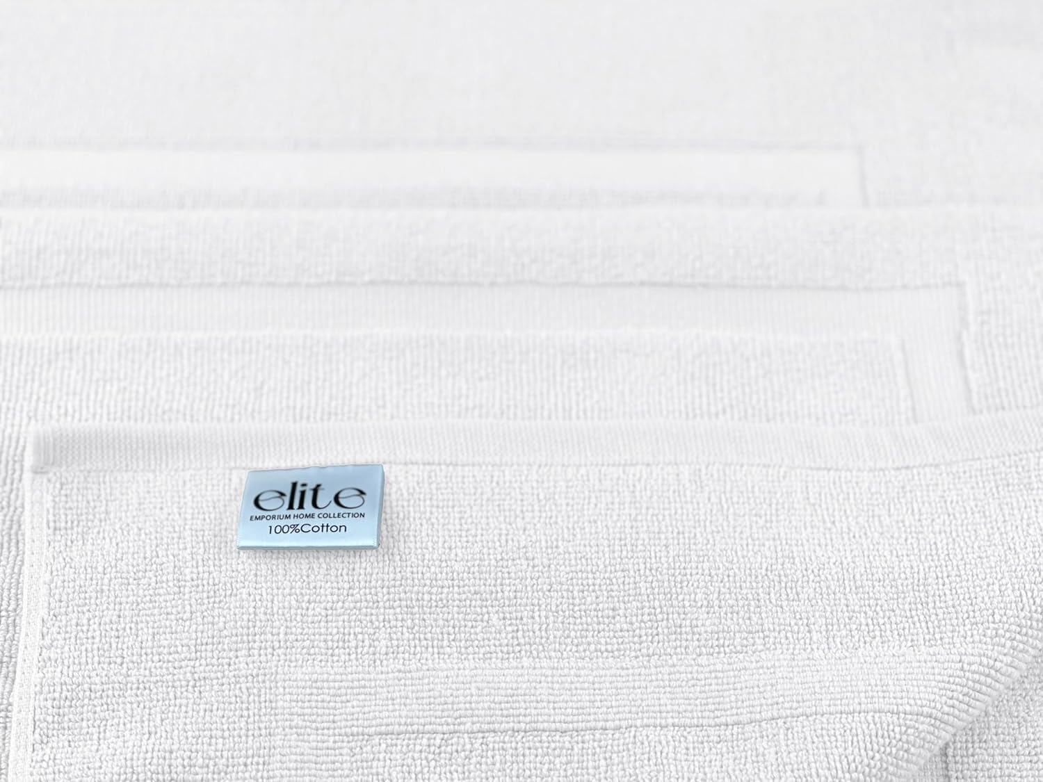 ELITE Emporium Home Collection 2-Piece Cotton Bathroom Mat Set, 21" x 34" - 100% Cotton, Absorbent, Quick-Dry, Bath Towel Mats for Floor, White [Not a Bathroom Rug]