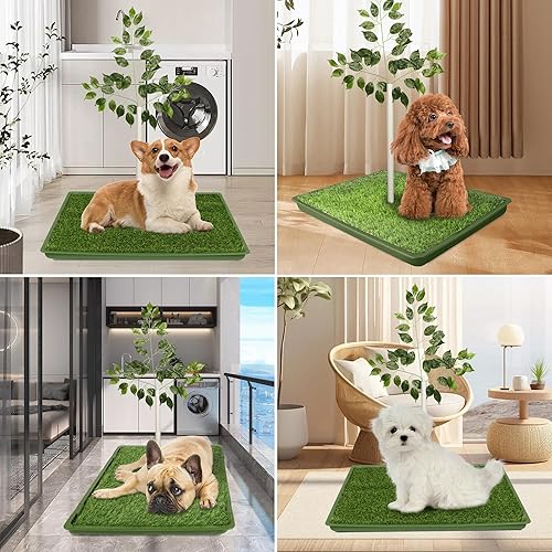 Miniatura 20 de Almohadilla de hierba para perros con bandeja, 22 x 18 pulgadas, césped artificial para orina, paquete de 2 almohadillas reutilizables para orina