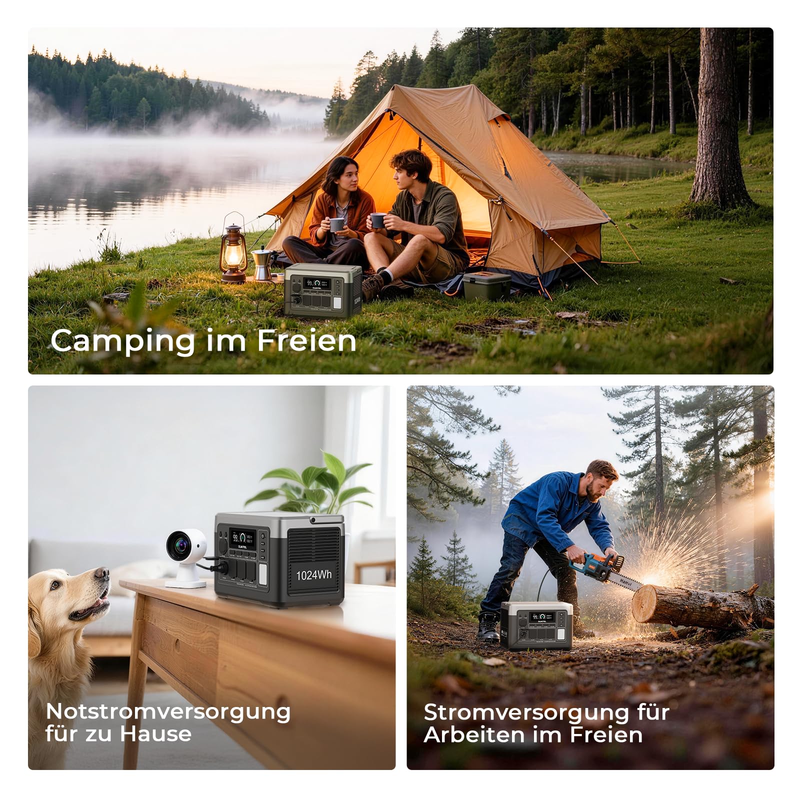 P1000 Plus Station Électrique Portable 1024Wh, 1800W Générateur Solaire, Batterie LiFePO4, 0-80% en 45 Minutes. Idéal pour le Camping, les Camping-Cars et les Pannes de Courant