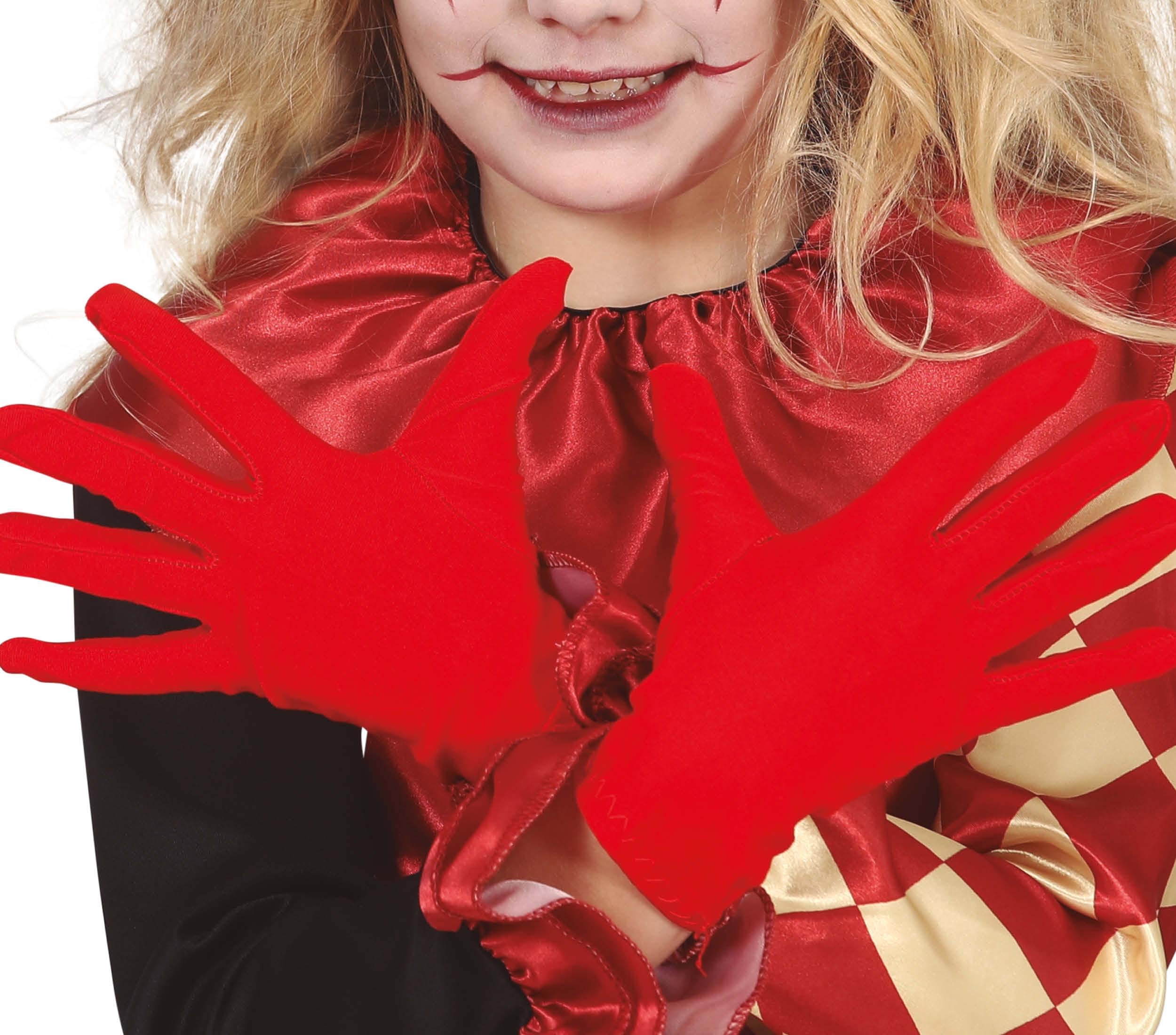 FIESTAS GUIRCA | Red Children's Gloves (7.1 in) - Costume Accessory for Devils and Demons - Ideal for Halloween, Carnival and Fancy Dress Parties - Unisex for Kids - Red