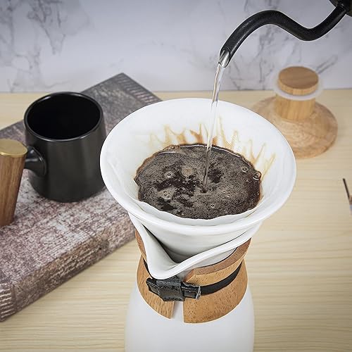 Miniatura 6 de Artisan Series Pour Over Juego de cafetera de cerámica Obras de arte de porcelana, cerámica, loza o vidrio, jarra de café de goteo de mano de 19 oz