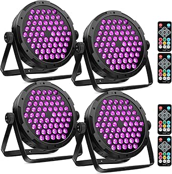 60LED Stage Par Lights 4-Pack: 90W RGB Color Mixing with Remote & DMX Control for Events