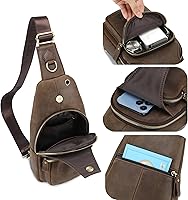 Vista 50 de LUKZIJAES Bolso bandolera de cuero genuino para hombre marrón (#1-Brown)