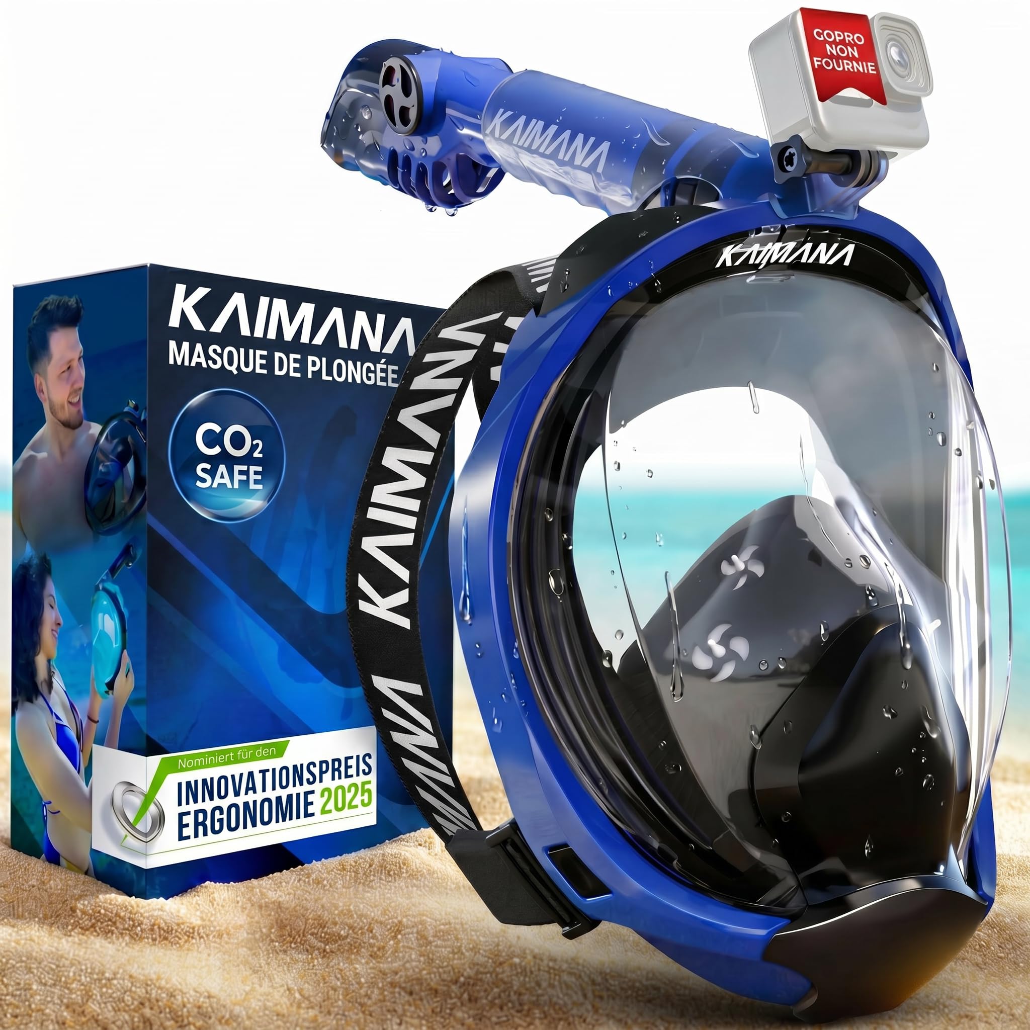 KAIMANA® Masque Plongée Adultes et Enfantes | Snorkeling Intégral Anti-Buée CO2 Safe | Tuba Adulte | Sac de Transport Inclus
