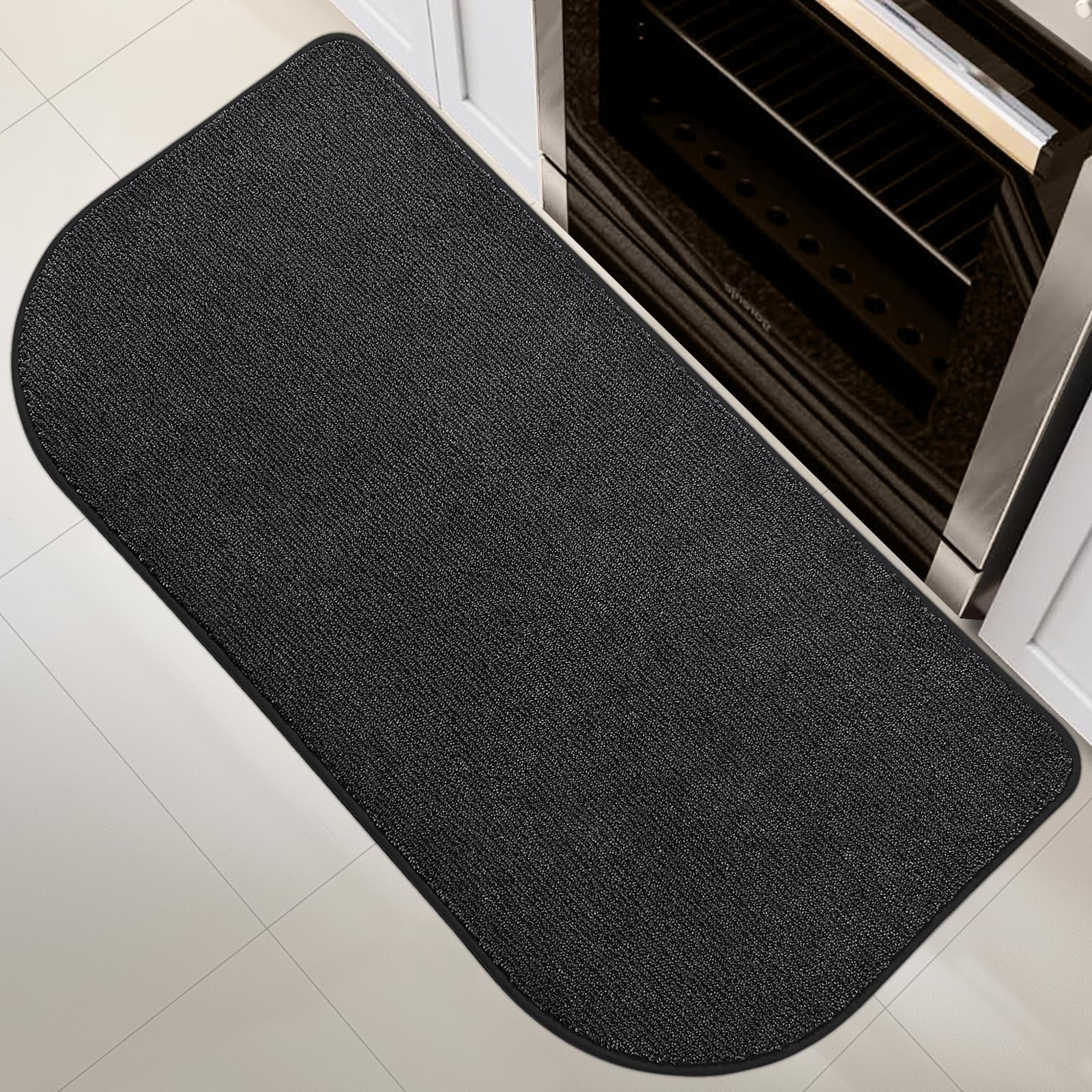 Tappeto Antiscivolo e Lavabile in Lavatrice 60x120cm Semicerchio, Zerbino Interno, Tappetino d'Ingresso Assorbenti per Cane, Corridoio, Bagno, Cucina