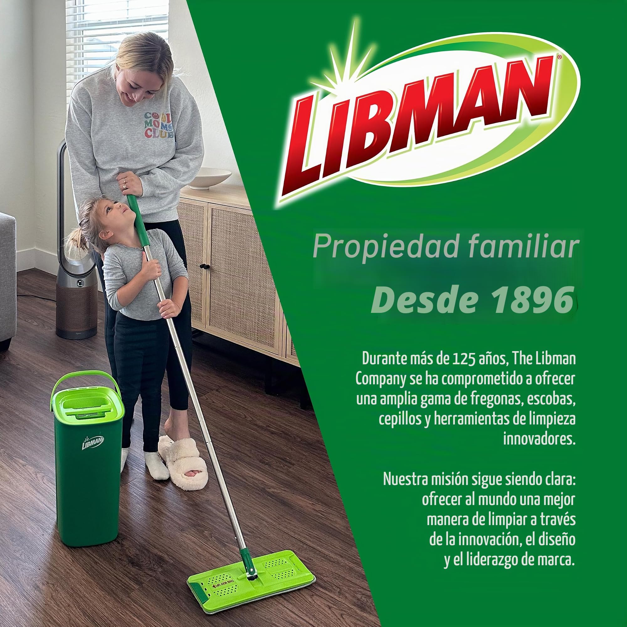 Libman Rinse 'n Wring Mop and Bucket System | Mopa de Microfibra para Suelos | Limpiador de Suelos de Madera Dura | Mopa húmeda y Seca | Cámaras de Agua Limpia y Sucia | Cuchillas de Goma | 2