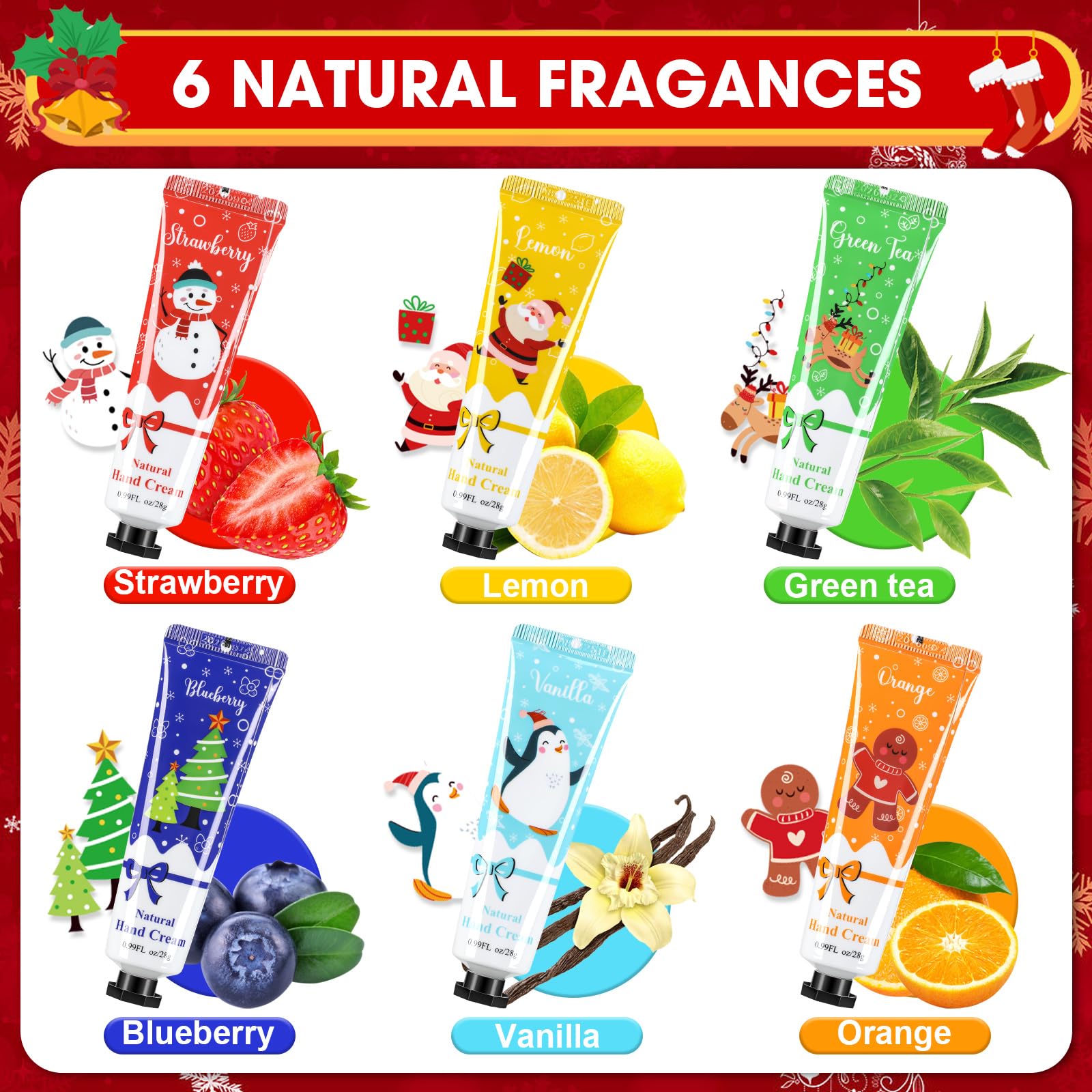 Heigble 60 Pcs Christmas Gifts Hand Cream Bulk for Women Shea Christmas Hand Lotion for Dry Skin Travel Hand Cream Bulk for Men Women Coworkers Christmas Gift Stocking Stuffers, 6 Different Fragrances
