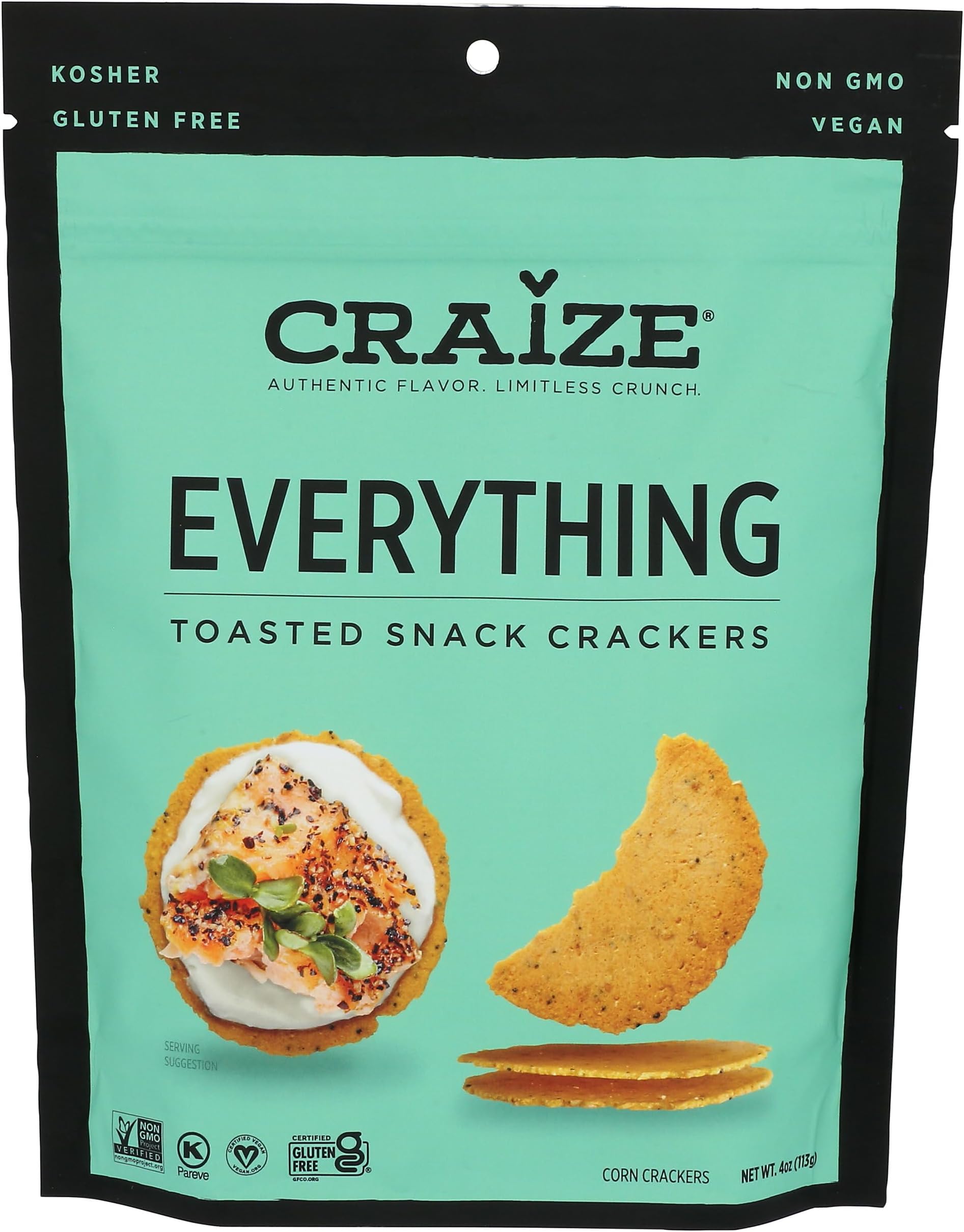 Craize, Crackers Toasted Corn Everything, 4 Ounce