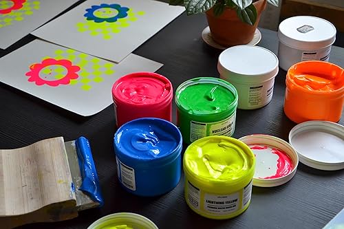 Miniatura 2 de Ecotex Tinta de serigrafía a base de agua verde nuclear (pinta, 16 onzas), tinta de tela, tinta de pantalla de seda, tinta de tela suave o tinta de