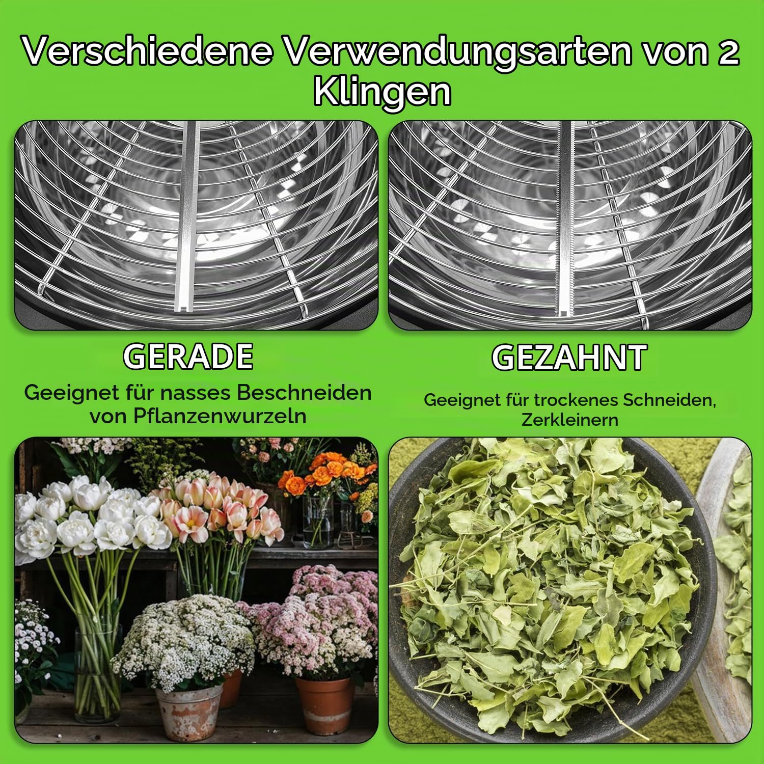Aygrochy BowlTrimmer 42cm, Blattschüssel Trimmer mit scharfen Edelstahlklingen für Pflanzenknospen und Blumen, mit verbesserten Zahnrädern, scharf, Silber