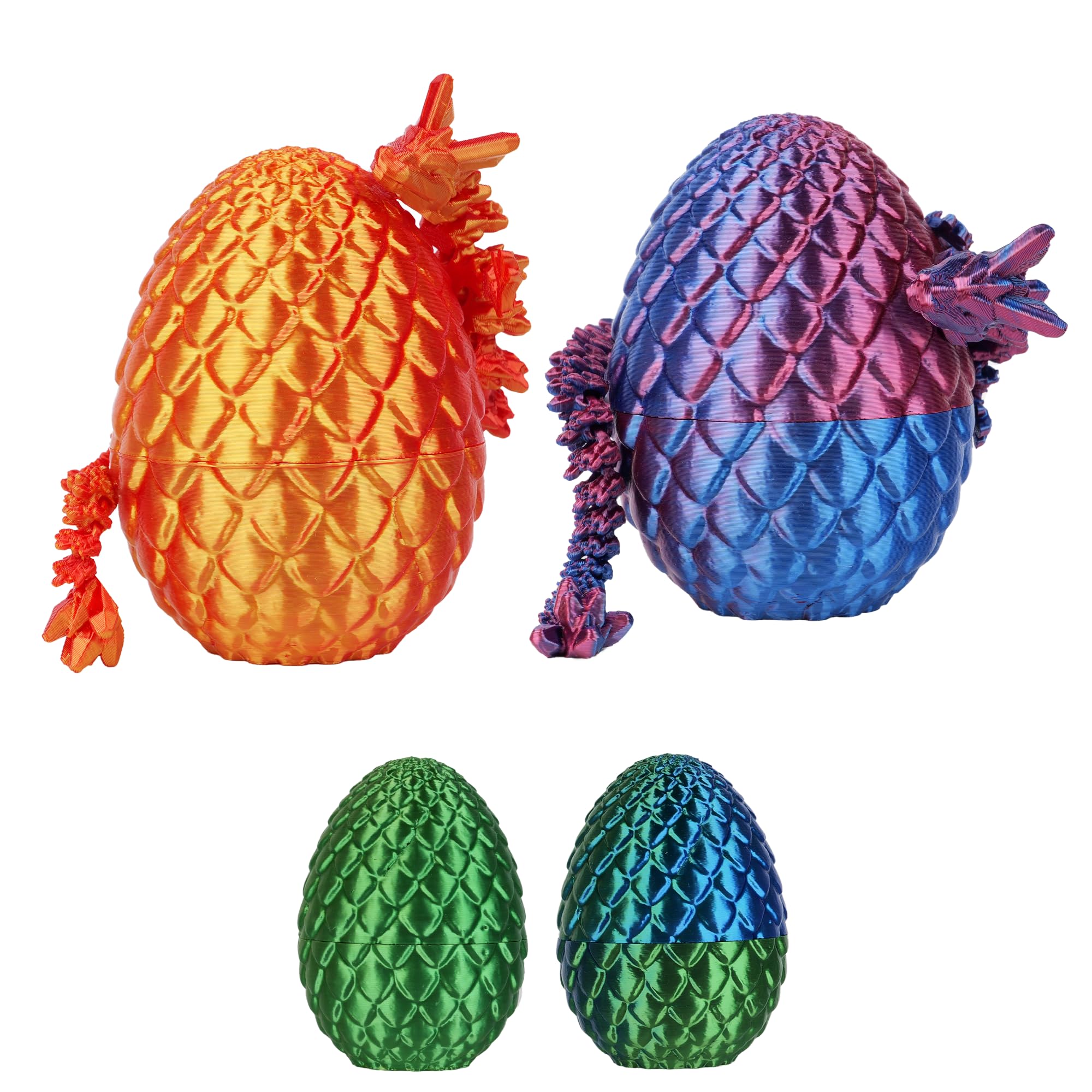 2pk 3D Printed Dragon Egg 8.5cm With Dragon Inside - Twistable Egg, Flexible Joints, Mystery Articulated Crystal, Fidget Toys, Surprise Animals, For Home & Office Desks Decor
