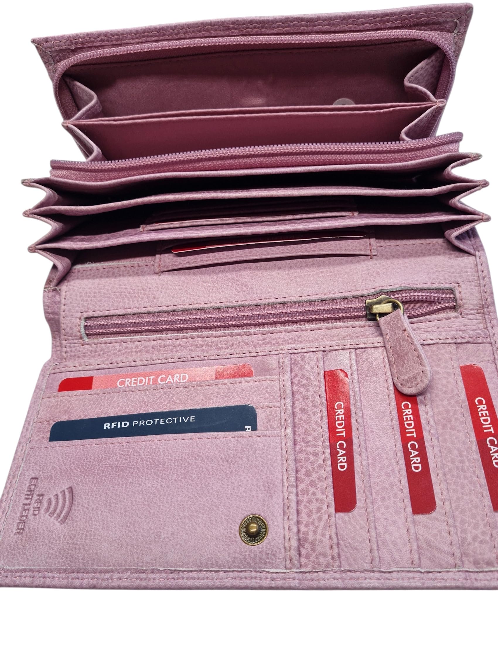 Leder Damen Geldbörse XXL, Lederbörse Portemonnaie Brieftasche Nappaleder, 2 große Geldscheinfächer, Box Travel Organizer Echtleder
