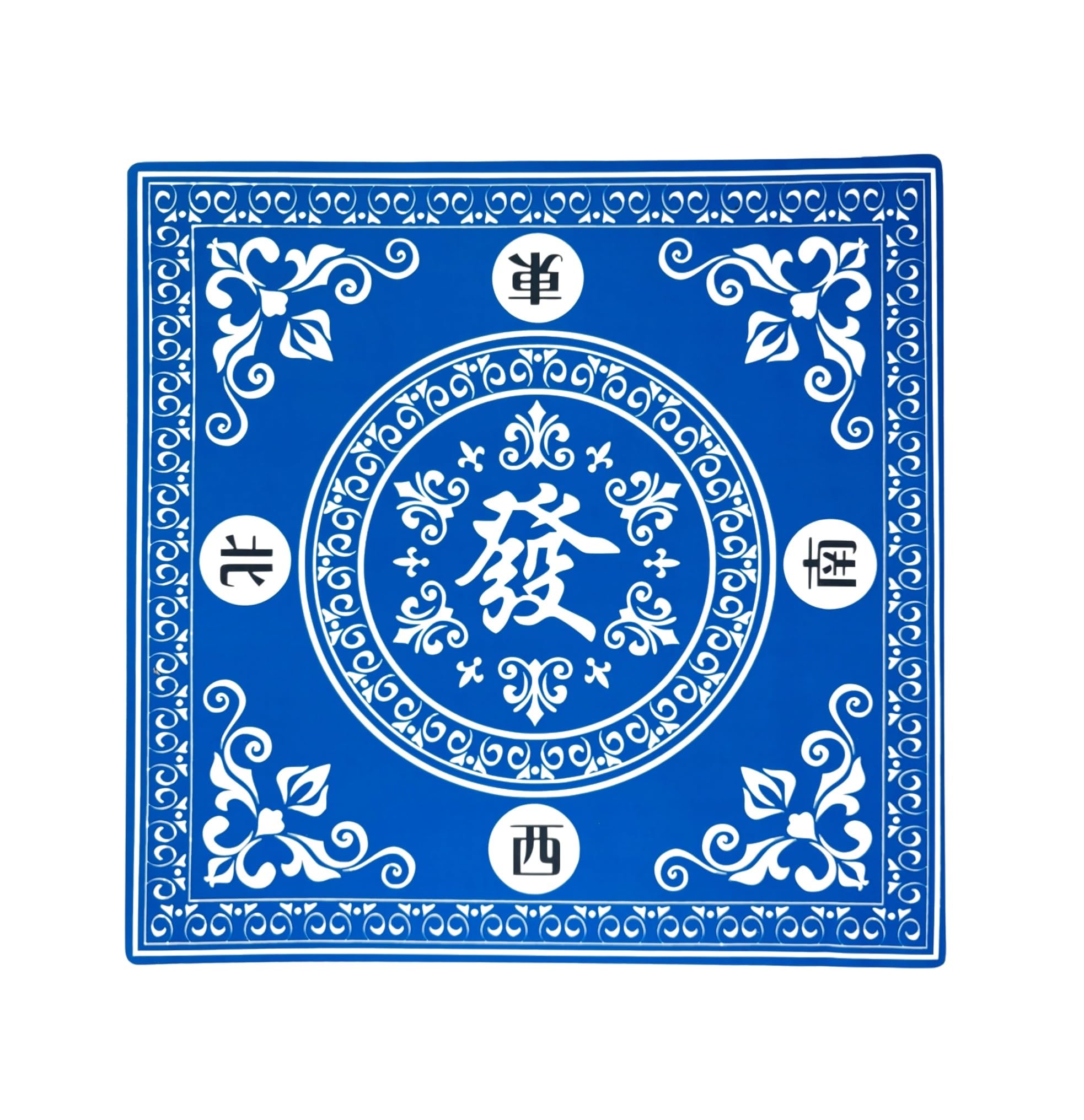 POK3R STUFF INDIA Mahjong Mat M6 | 36 x 36 Inch Velvet Mahjong Game Mat with Anti-Slip Rubber Base | Noise Reducing Table Mat for Mahjong & Board Games (Blue)