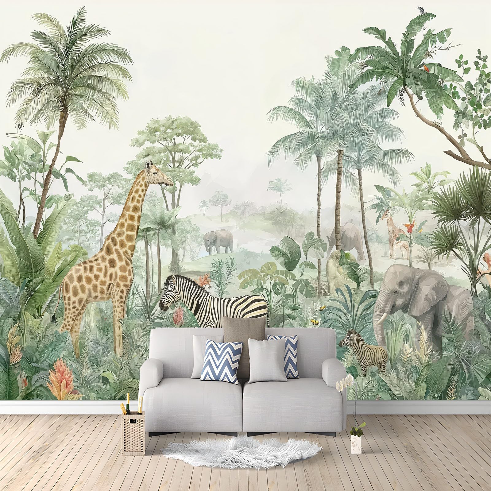 Wall Mural Luxurious Photo Wallpaper 400 x 280 cm, Realistic Jungle Giraffe White Non-Woven Mural Wall Art Decoration Poster Picture Design - Wallpaper Modern for Kids Room Living Room Bedroom