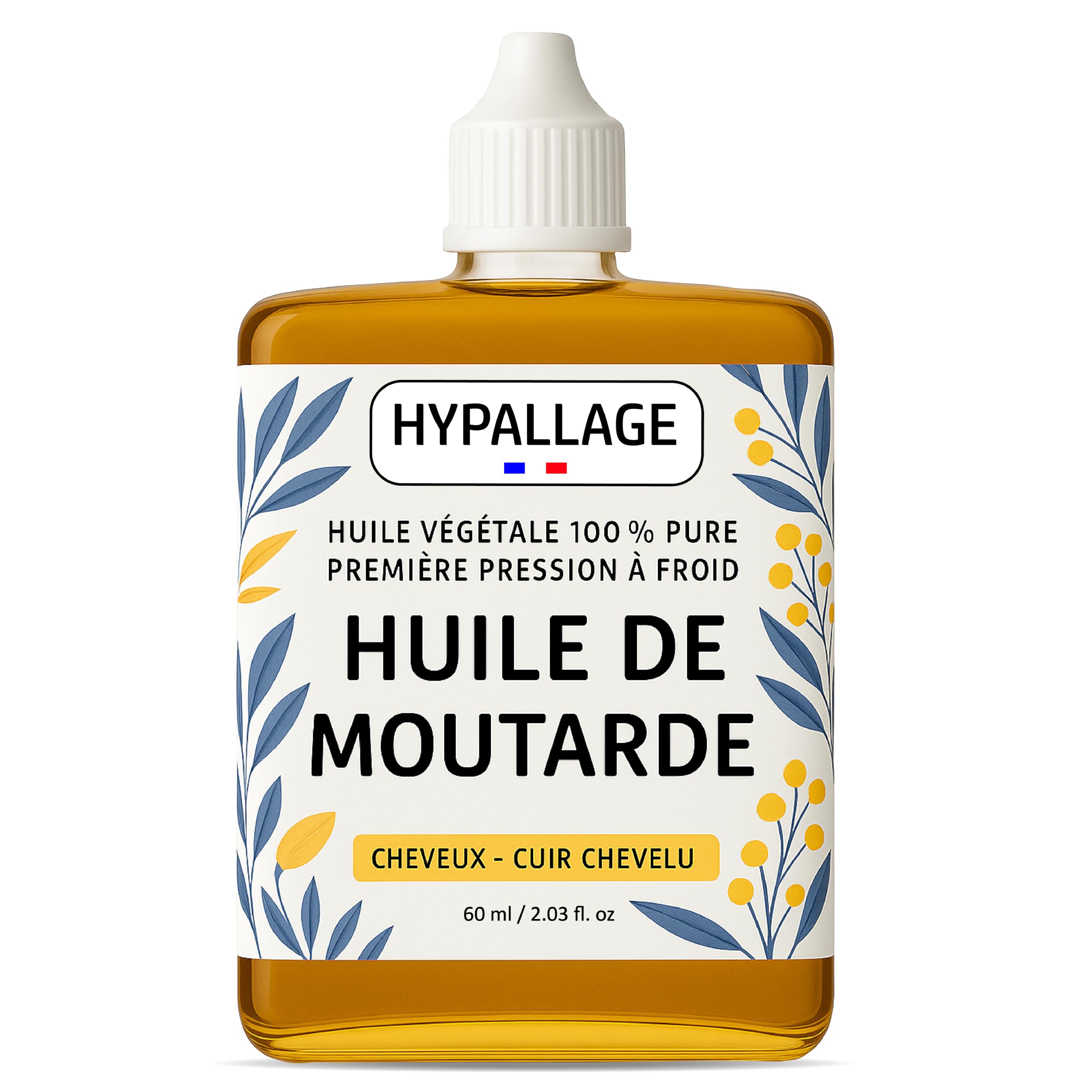 Huile de Moutarde Pousse Cheveux – Soin Capillaire Nourrissant – Hair Growth Mustard Oil – Embouteillée en France – 60ml
