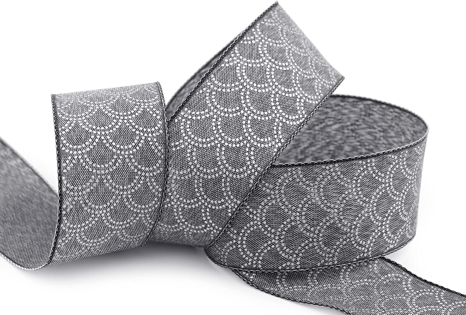 20 m x 40 mm Decorative Ribbon David Grey Silver Ribbon Anthracite Fabric Ribbon with Dimensionally Stable Edges Lurex Shiny Ribbon Gift Ribbon Christmas Birthday Decorating Cotton Look Single Sided - Image 4