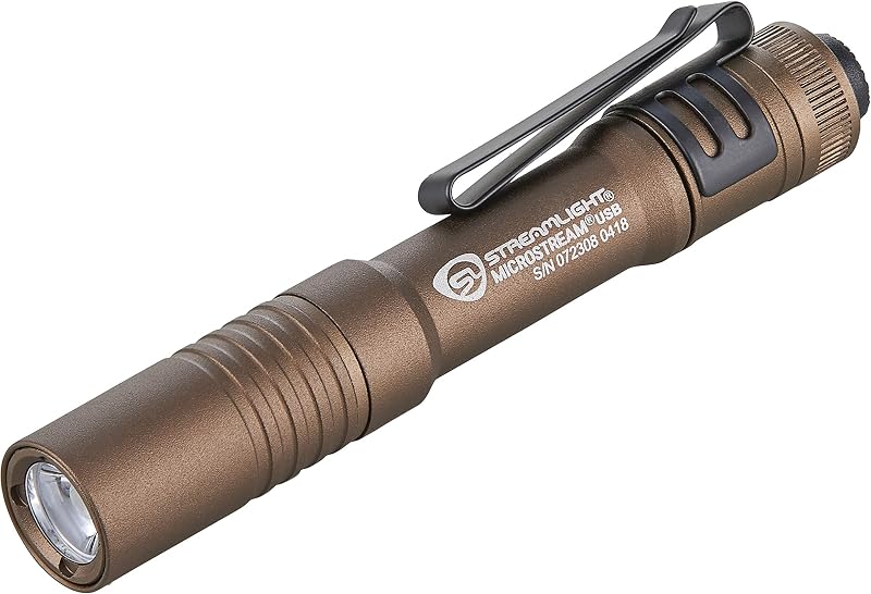 Linterna USB Streamlight 66608 MicroStream, Coyote | 250 lúmenes; diseño ultracompacto; Capacidad recargable por USB; Resistente al agua IPX4