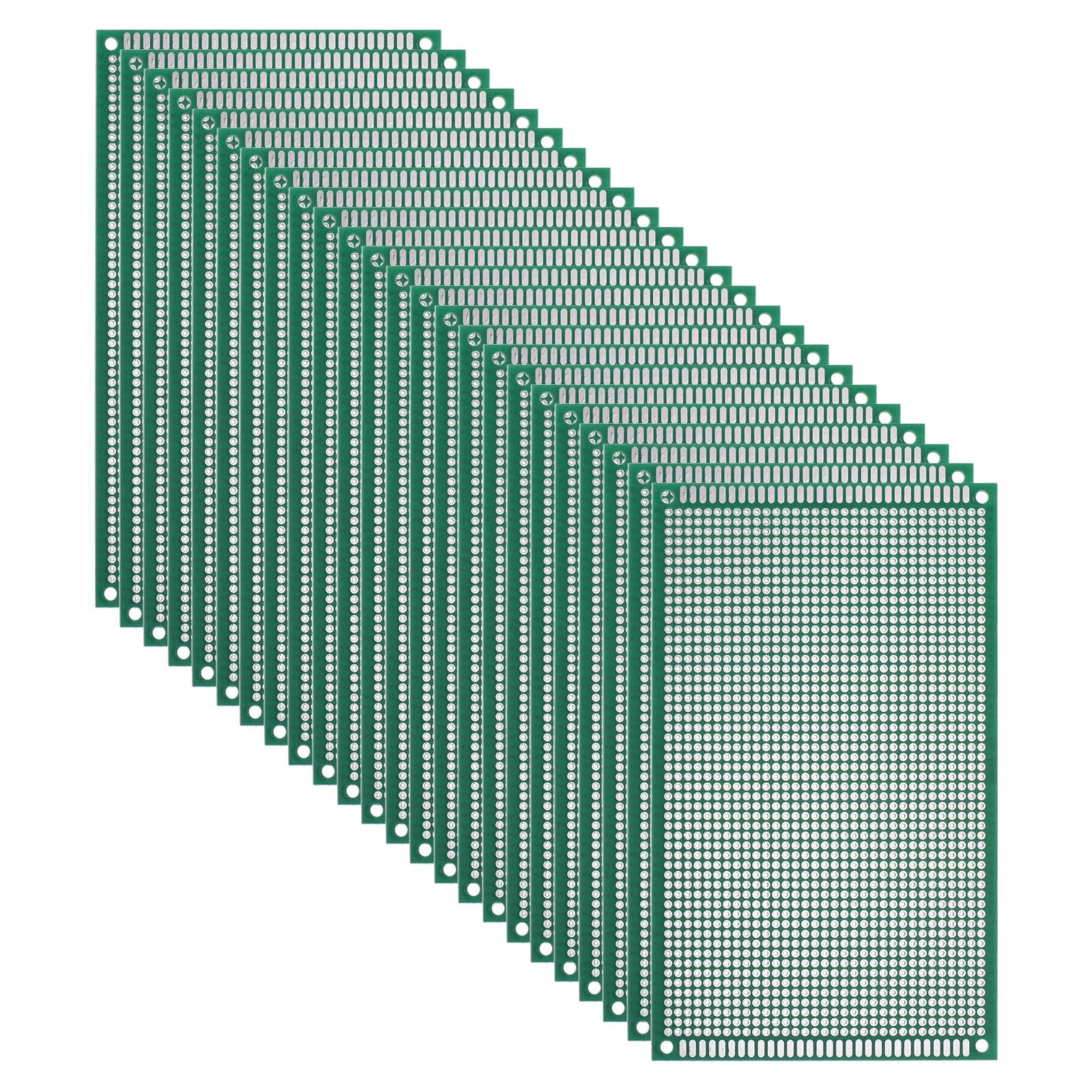 sourcing map 24 placas PCB de una sola cara, placa de prototipado de circuito impreso de fibra de vidrio FR-4, kit de prototipo universal para bricolaje, soldadura, electrónica, verde de 3.54 x 5.9