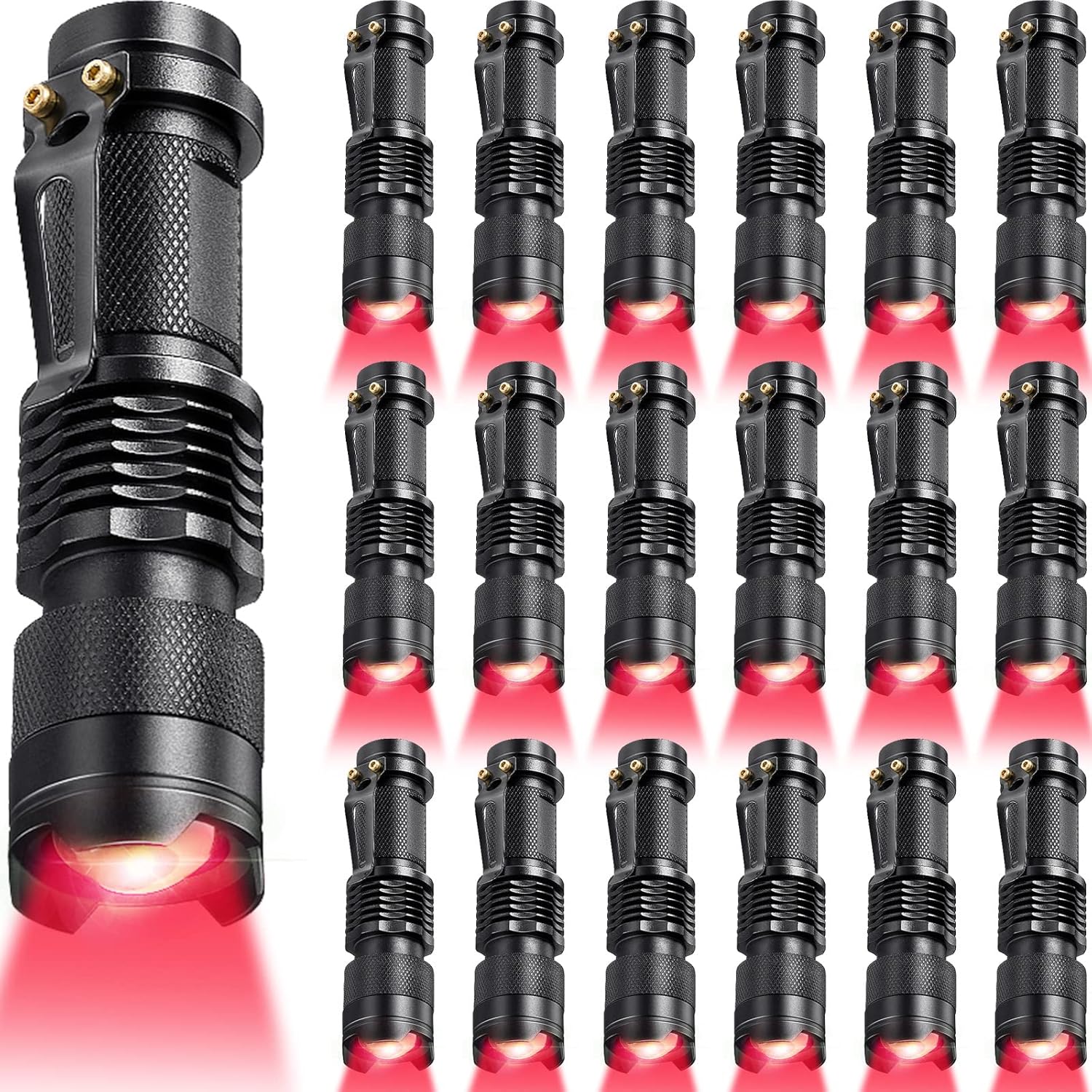 20 Pcs Red Flashlights Bulk Single Mode Red LED Flashlight AA Battery