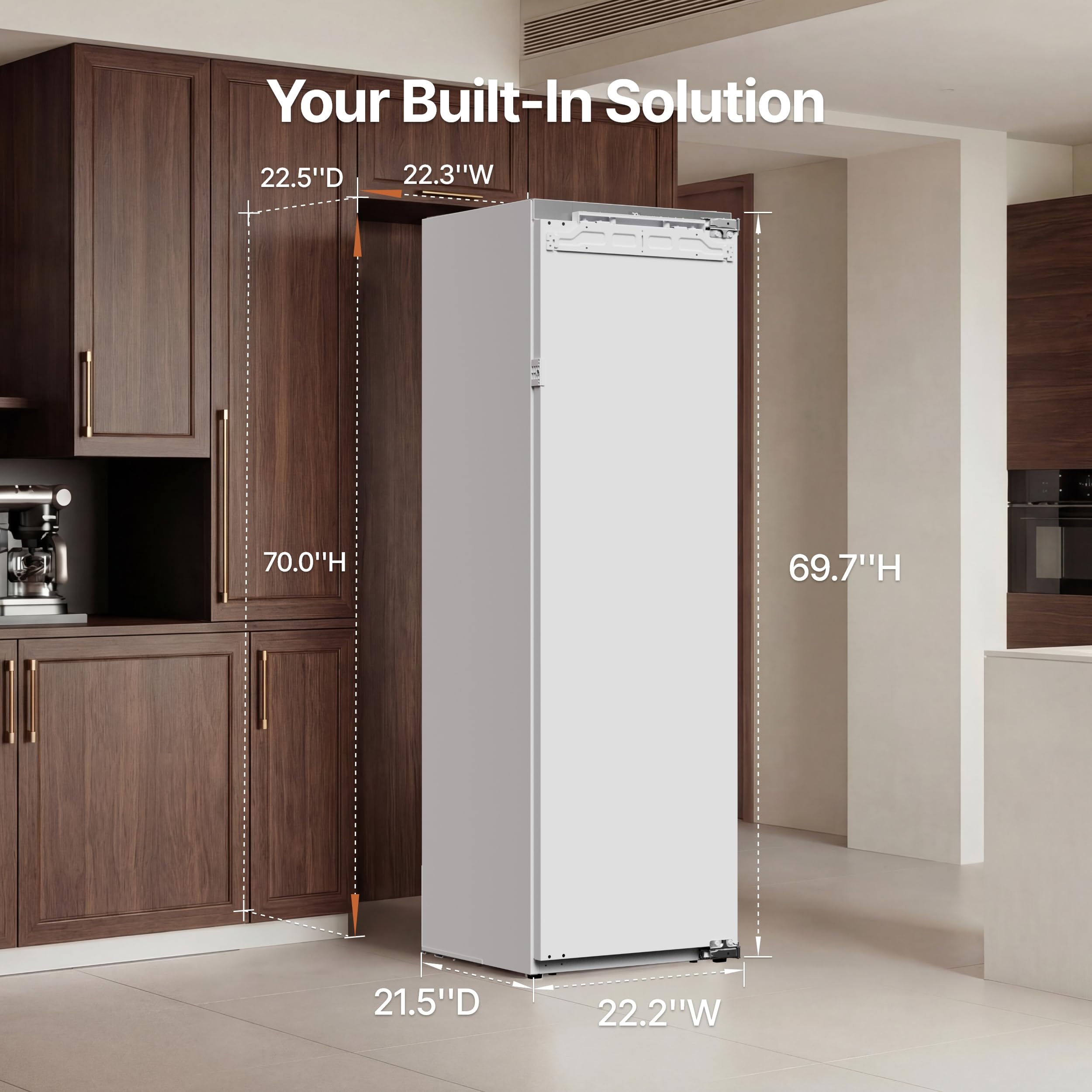 Ca'Lefort 22'' Panel Ready Refrigerator Dual Zone, Built-In Panel-Ready Fridge Perfect For Modern Kitchens, Bottom Level With Humidity Control, Built In Refrigerator 10.9 Cu.Ft (Panel Not Included) on Fridge.com - View 3