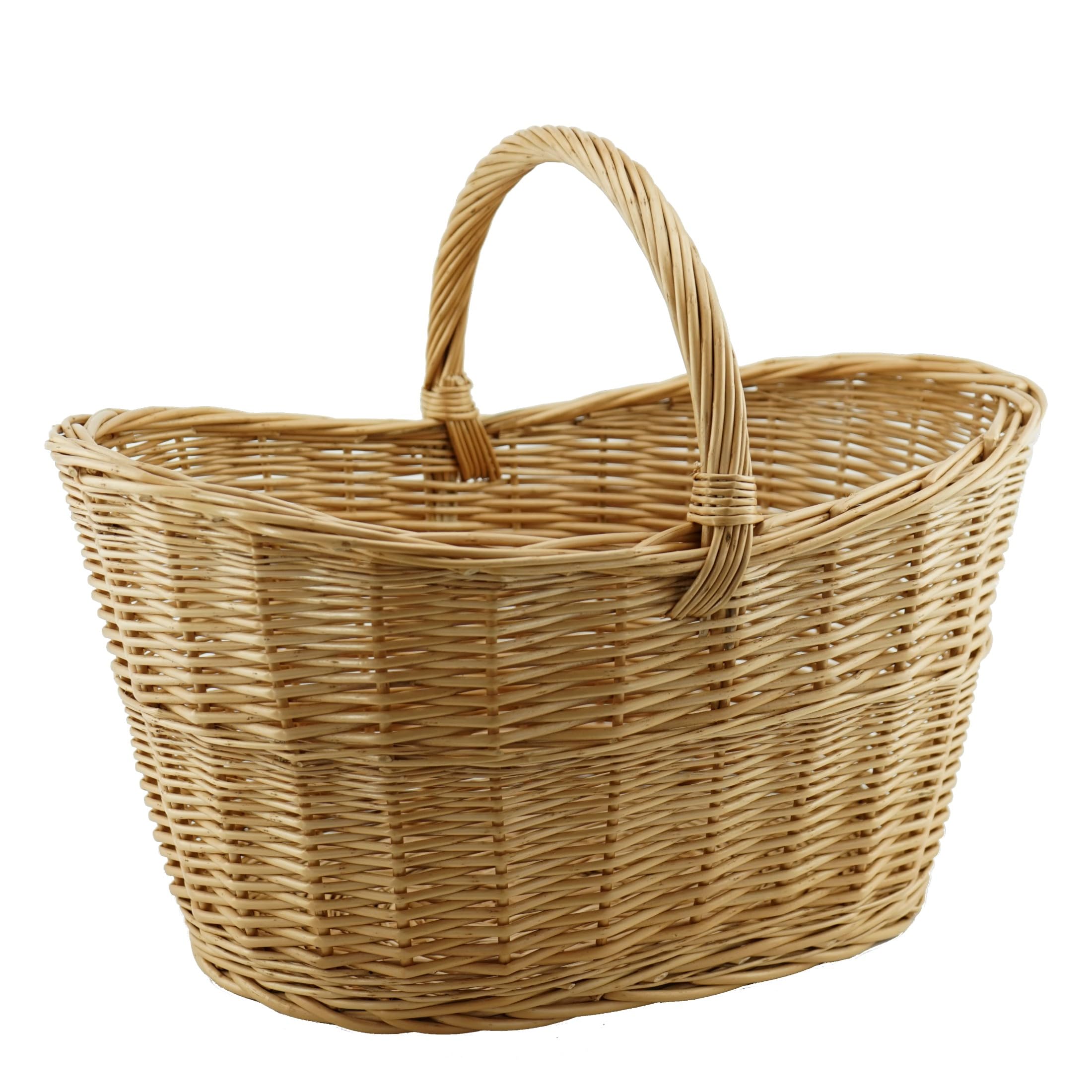 Cesta de mimbre natural con asa grande, cesta de la compra de mimbre trenzada, cesta de la compra con asa, cesta de la compra trenzada (modelo 30)
