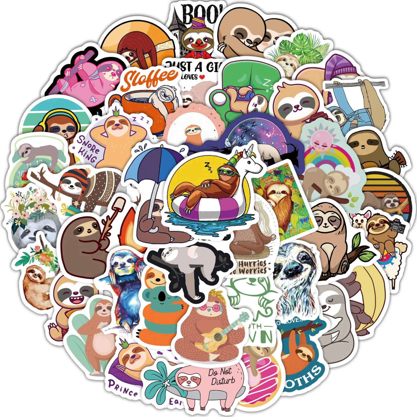 Affoto Faultier Aufkleber für Laptop (100 PCS),Geschenk für Kinder Jugendliche Erwachsene Jungen,Sloth Stickers Wasserdicht Vinyl Aufkleber für Scrapbook,Skateboard,Auto,Gepäck