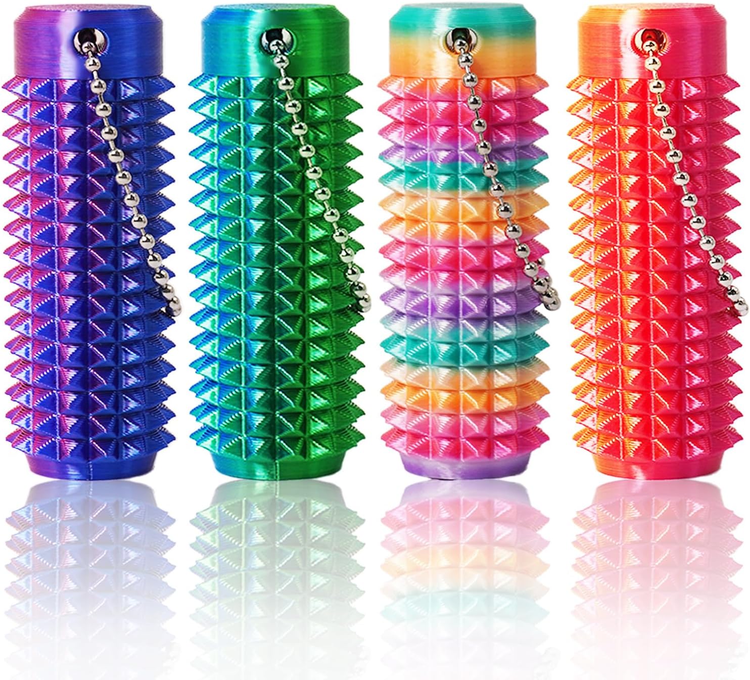 4 PCS Mini Ouchies Pain Fidget,Little Pocket Stress Fidget Toy for Adults,Pain Stim,3D Printed Spiky Grippie Stim Keychain,Sensory Toy for Stress Relief & Focus,Office Workers Novelty Gift