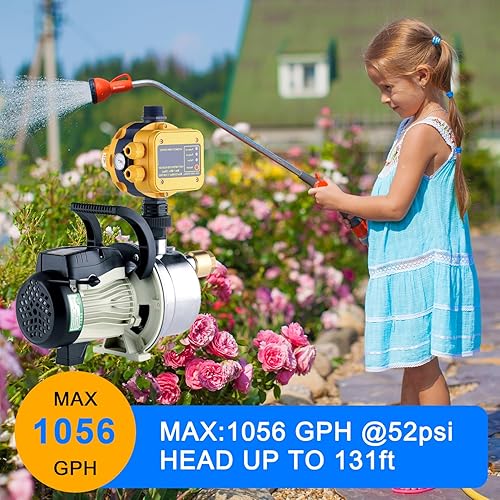 Bomba de refuerzo de presión Bomba de chorro autocebante 110V para riego de pozos Agua Transferencia de Agua Booster 34 HP