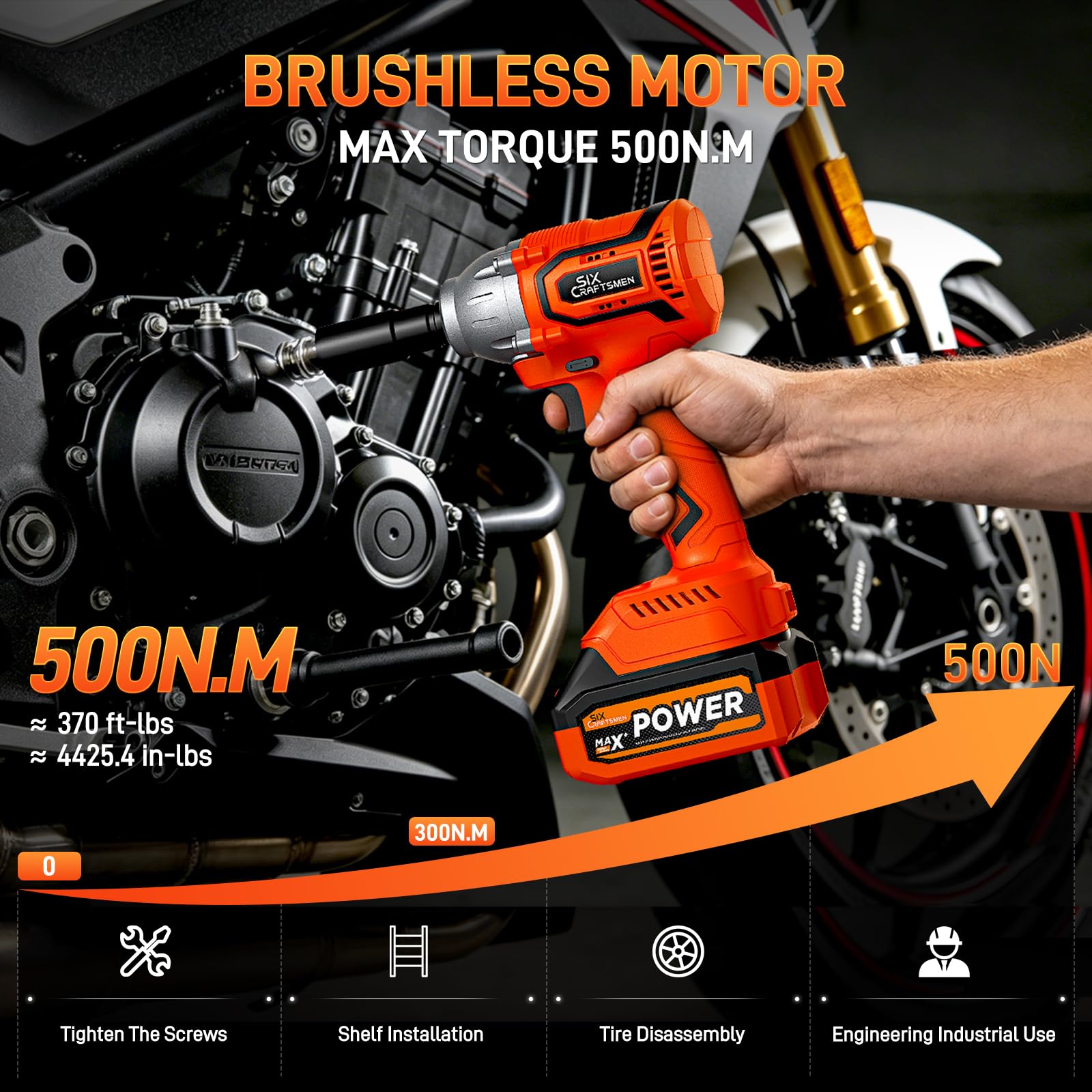 500 N.m Avvitatore a Impulsi Brushless 21V, 1/2" Avvitatore ad Impulsi, Avvitatore a Percussione con Batteria 4.0 Ah, Velocità Regolabile, Ideale per Fai da te, Mobili e Auto Leggere