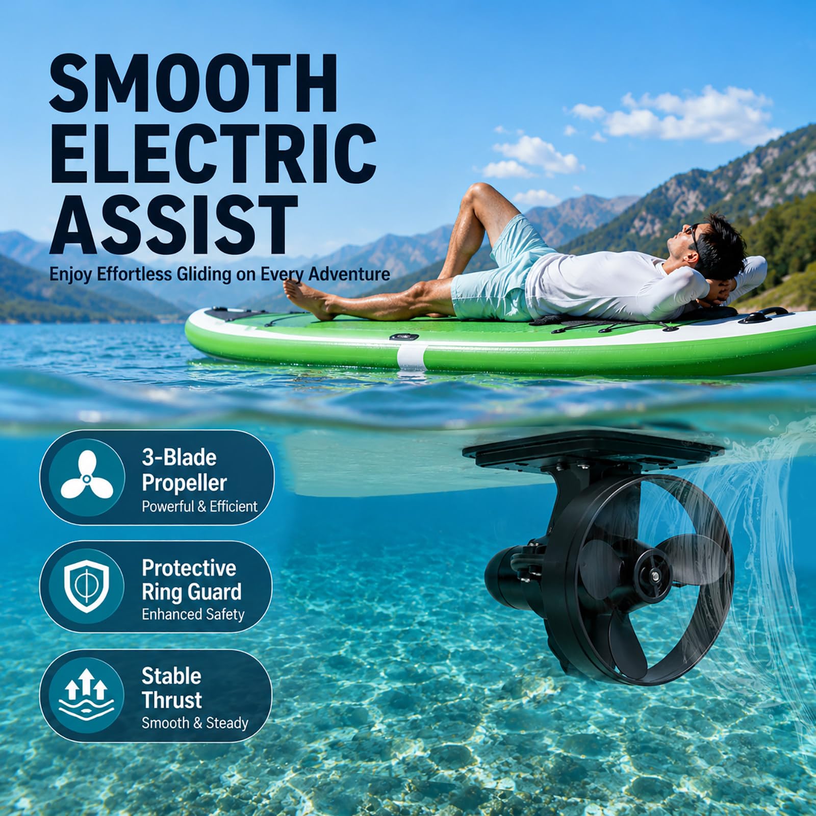 Motor Paddle Surf Electrico para Sup y Kayak, Motor para Paddle Surf con Control Remoto, Compatible con Caja de Aleta 9 Pulgadas D260
