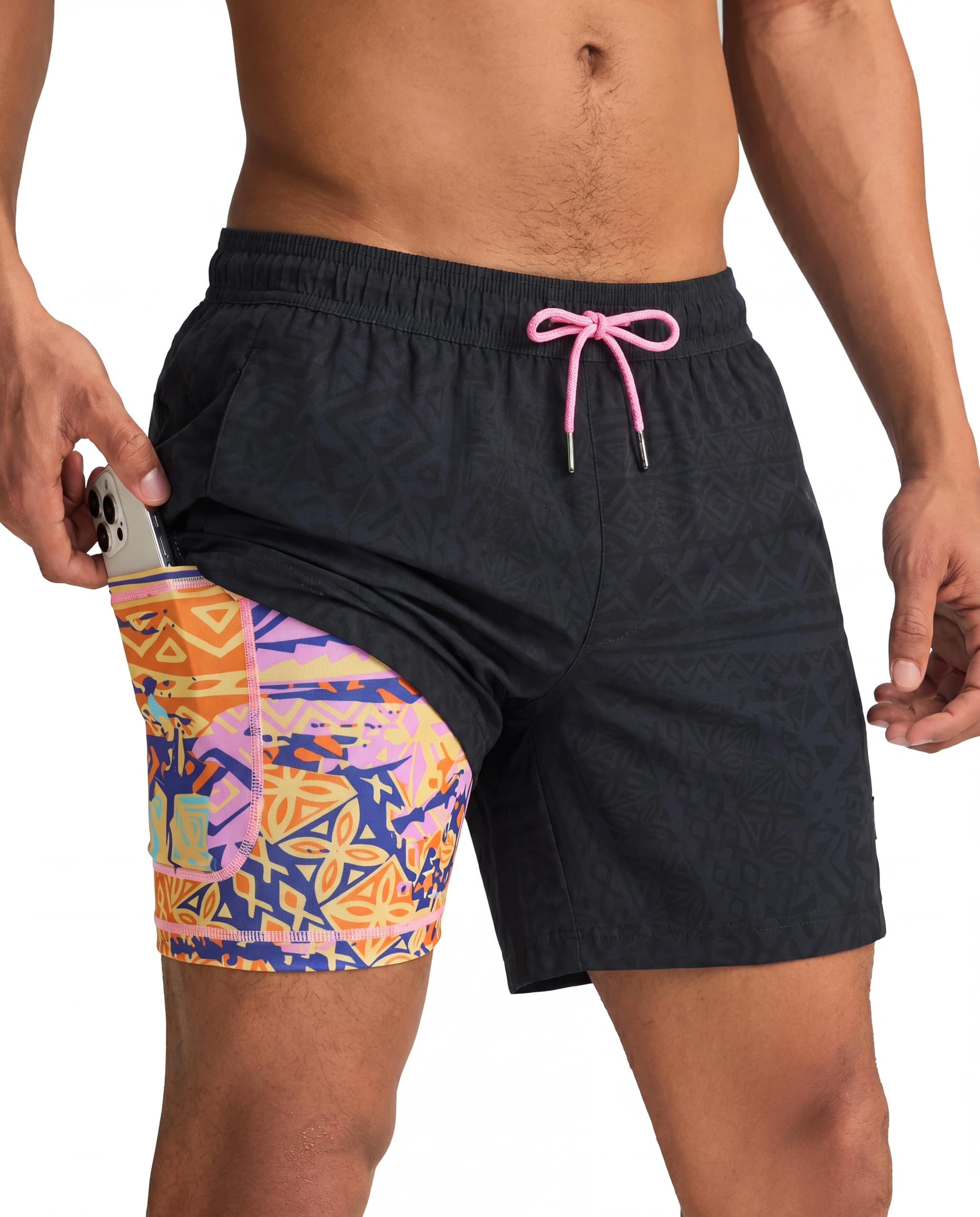maamgic Mens Swim Trunks with Compression Liner 5 Inch, Quick Dry Bathing Suit with Zipper Pockets, No-Chafing Swim Shorts-picture-21