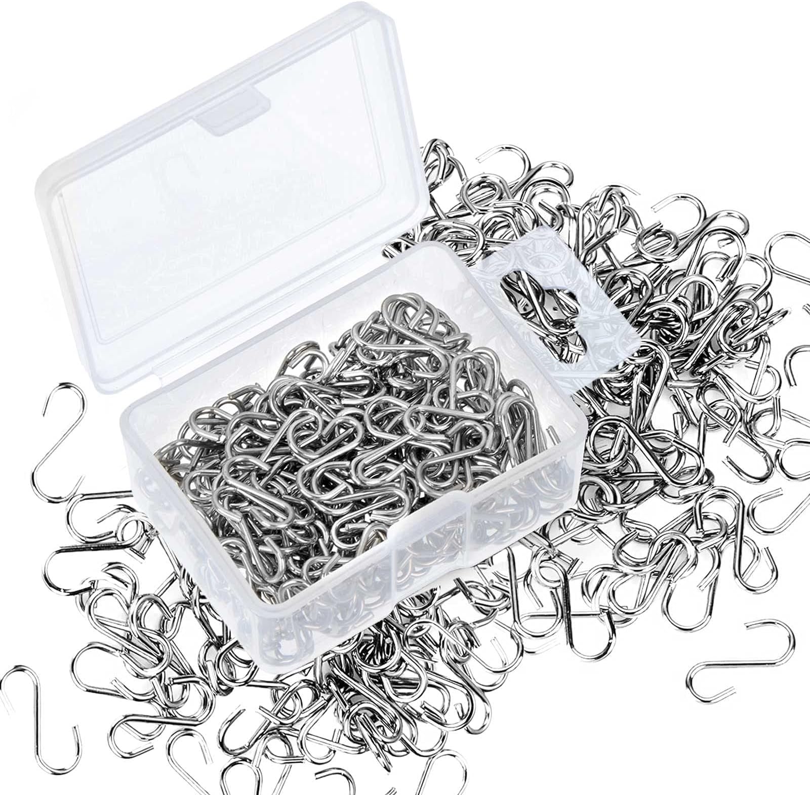 Shappy 100 Pcs Small S Hooks for Hanging Mini Ornament Hooks 0.55 Inch Metal Tiny Mini S Wire Hanger‌ Connectors Miniature Hanger Ornament for Christmas Tree DIY Crafts Jewelry (Silver)