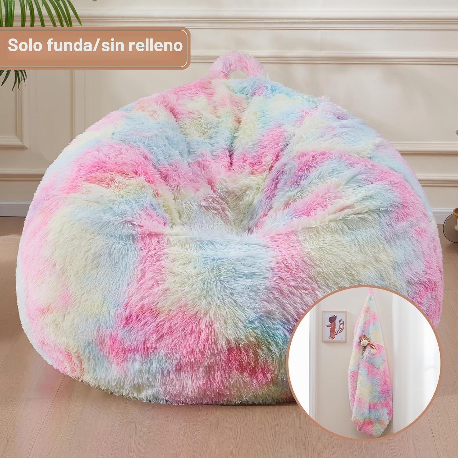Puff Gigante de Piel Sintética de Pelo Largo Silla Grande de Puf - Muebles Gigantes Rellenos de Espuma con Fundas Lavables a Máquina Sofa Puf Gigante Moderno sin Relleno