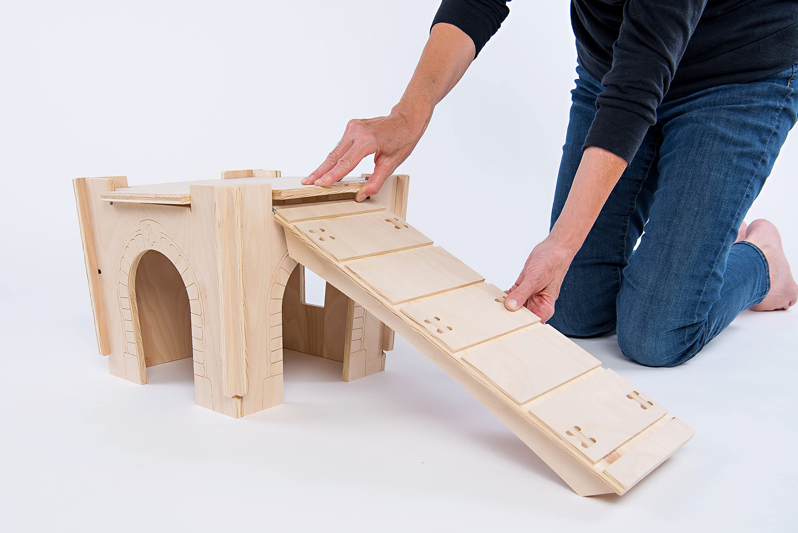 SMALL PET SELECT - Habitat Hideout Castle Bridge/Ramp Attachment, Brown, 14x14x11.5 inches - Image 3