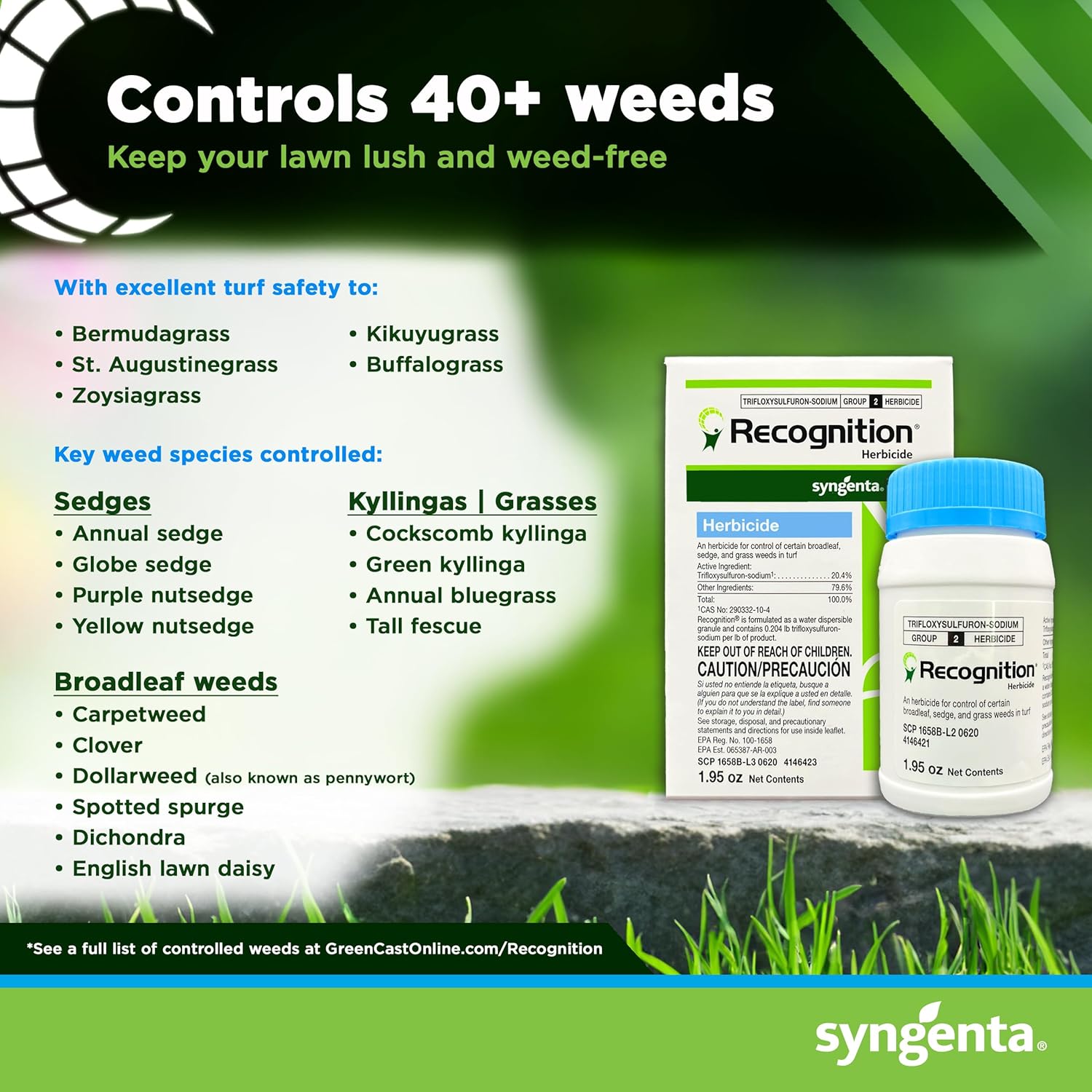 Recognition Post-Emergent Herbicide. (1.95 oz) Water Dispersible Granule Weed Killer - Post Emergence Weed Control
