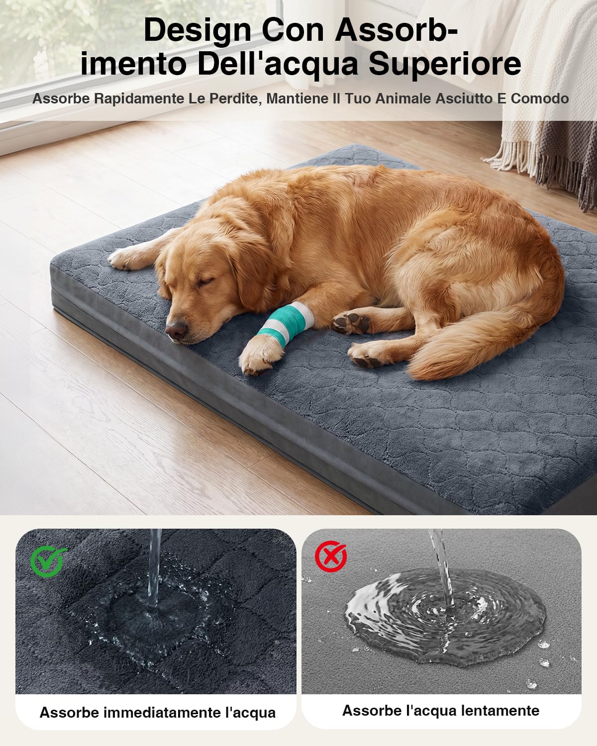 Cuccia Cane Interno Taglia Grande-111x81x9cm, Impermeabile Cuscino Cani, in Similpelle Un Lato, Bifacciale Cuccia Per Cani,Impermeabile Fodera Con, Sfoderabile e Lavabile, Grigio