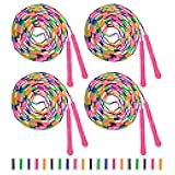 16 FT Long Jump Rope(4 PACK), Double Dutch Jump Ropes Soft Beaded Skipping for Kids Adults Plastic Segmented Long Enough for 4-5 Jumpers