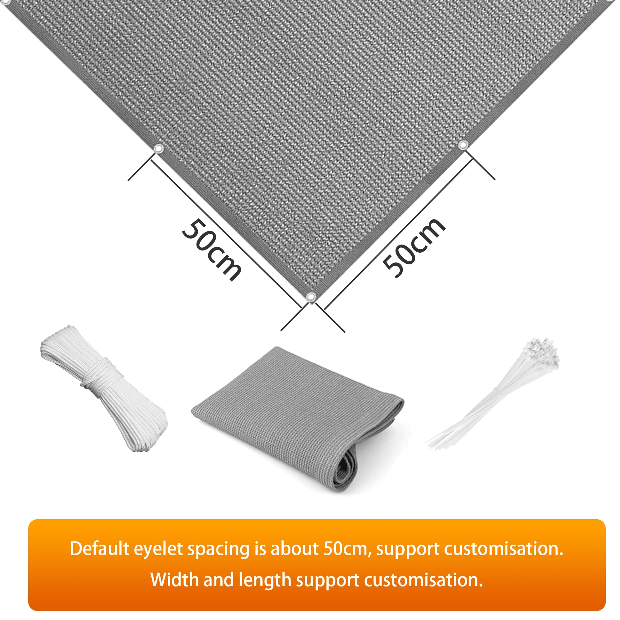 Toile d'ombrage de Serres 1.4 x 5 m Vent et Perméable à l'eau Filet Ombrage Plusieurs Tailles pour Couverture Végétale Serre Jardin Pergola Patio Lawn Pet House, Gris Clair